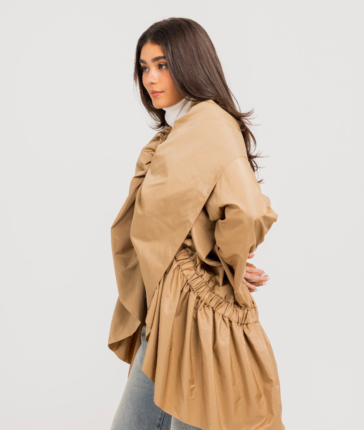 Beige  Elasticated Waterproof Jacket