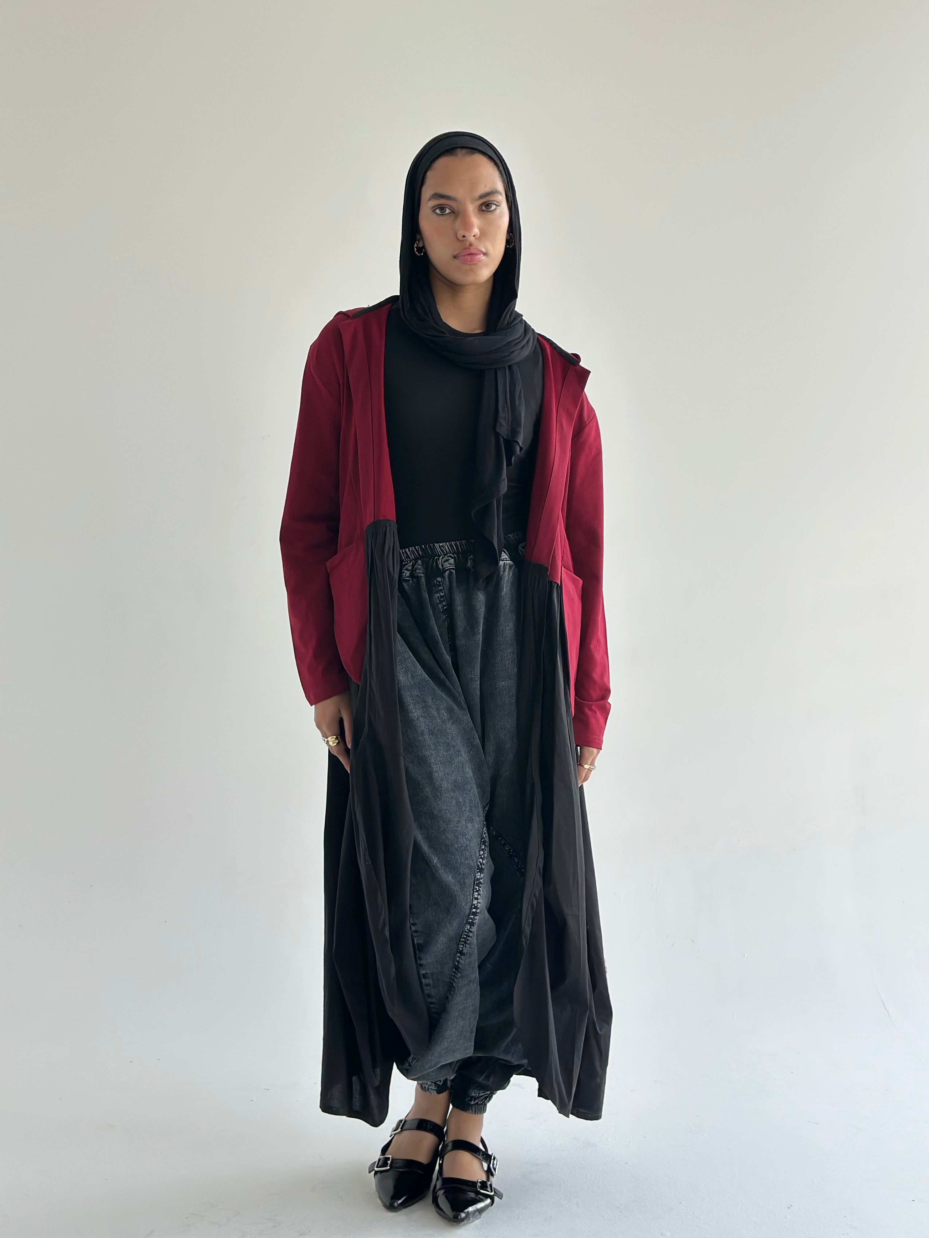 Burgundy X Black Groovy Cardigan