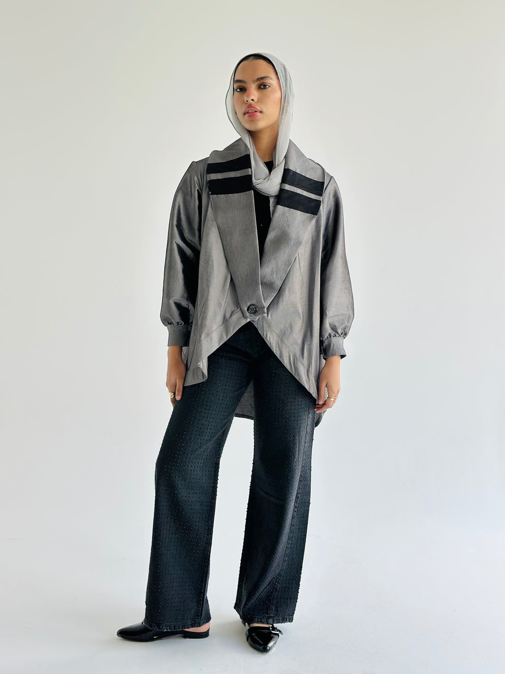 Grey High Low Taftan Shirt