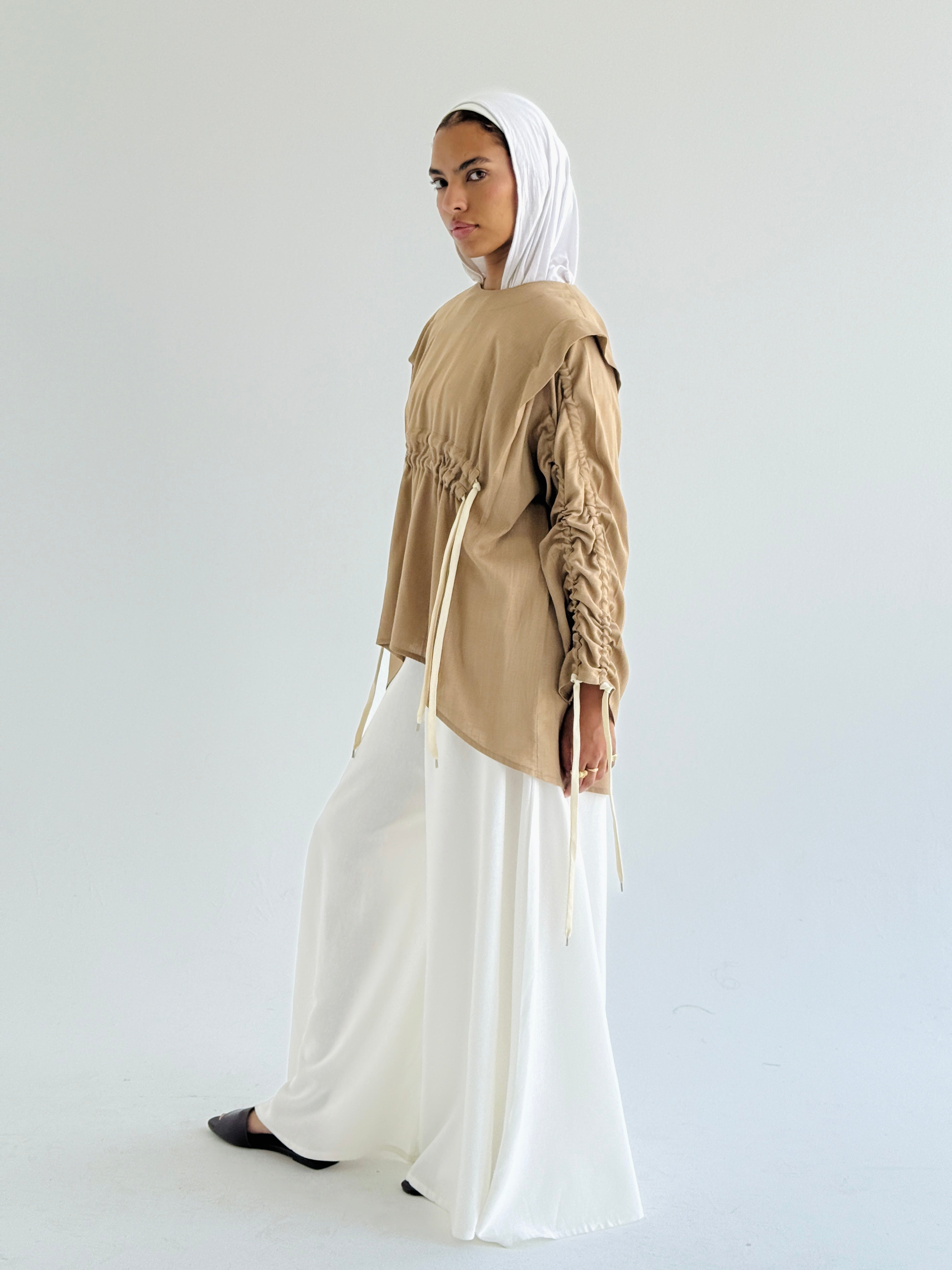 Cafe  Double Drawstring Top