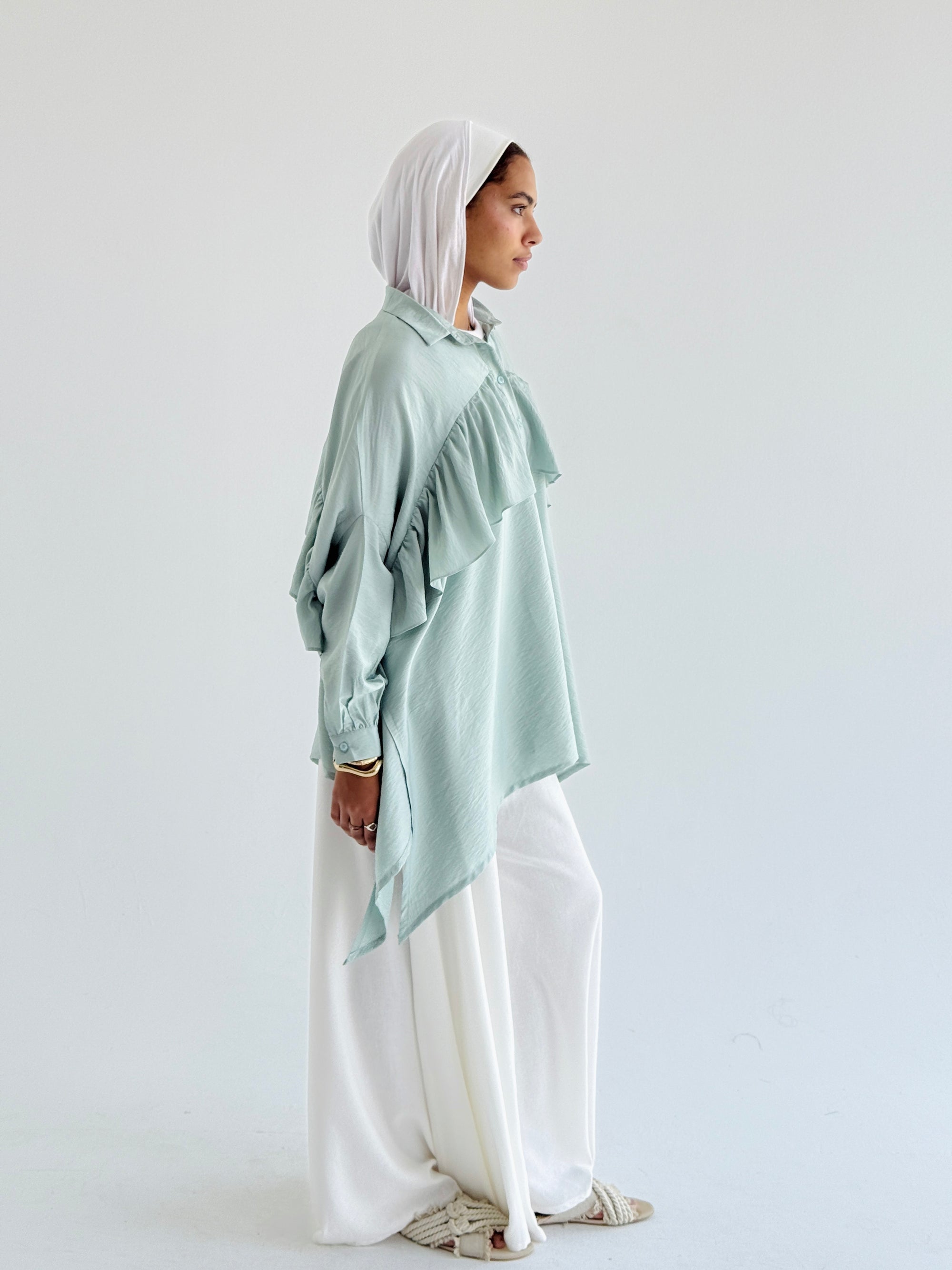 Mint Ruffled Shirt