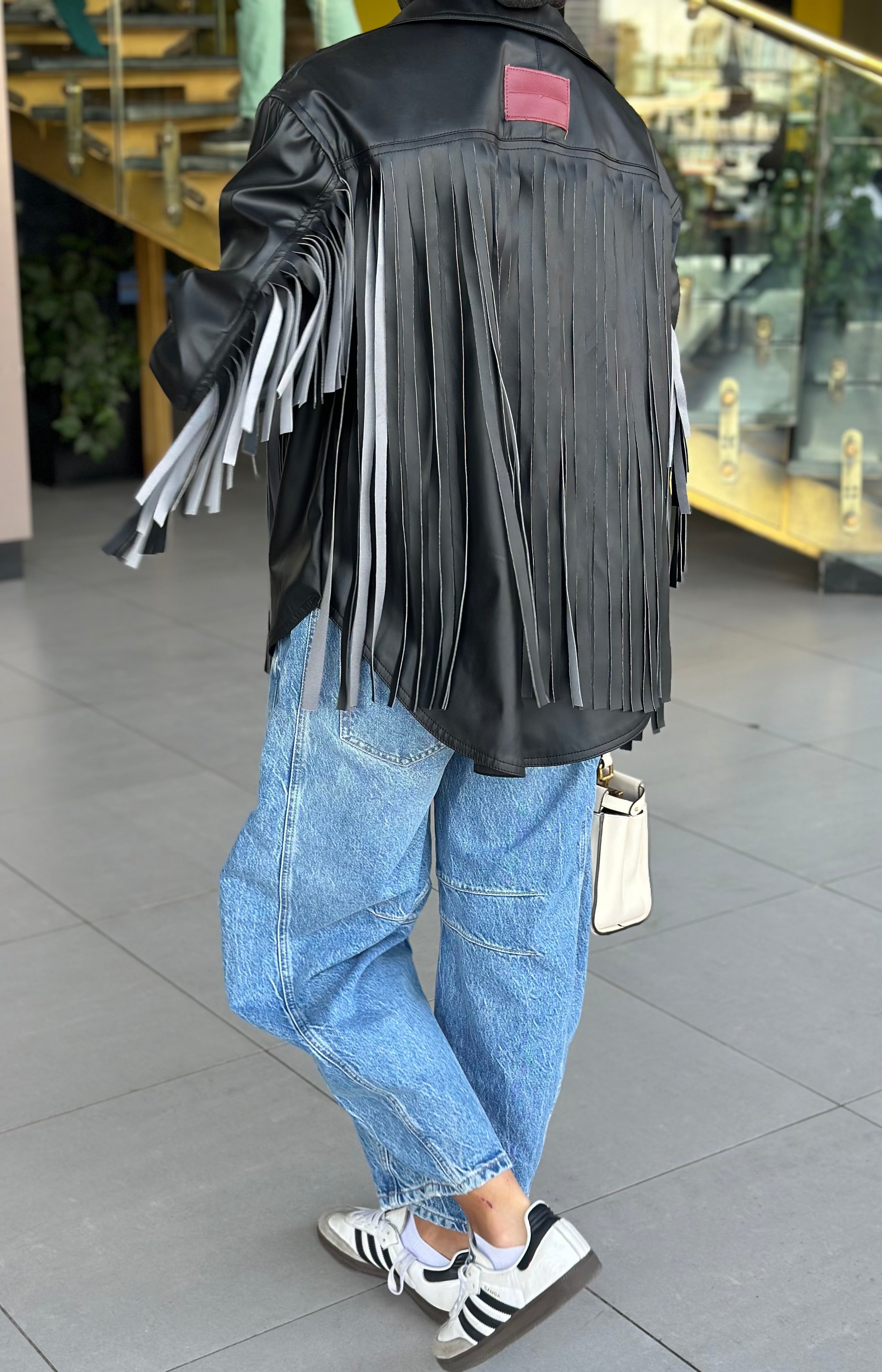 Black Fringes Leather Jacket
