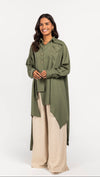 Asymmetrical Olive Linen Shirt