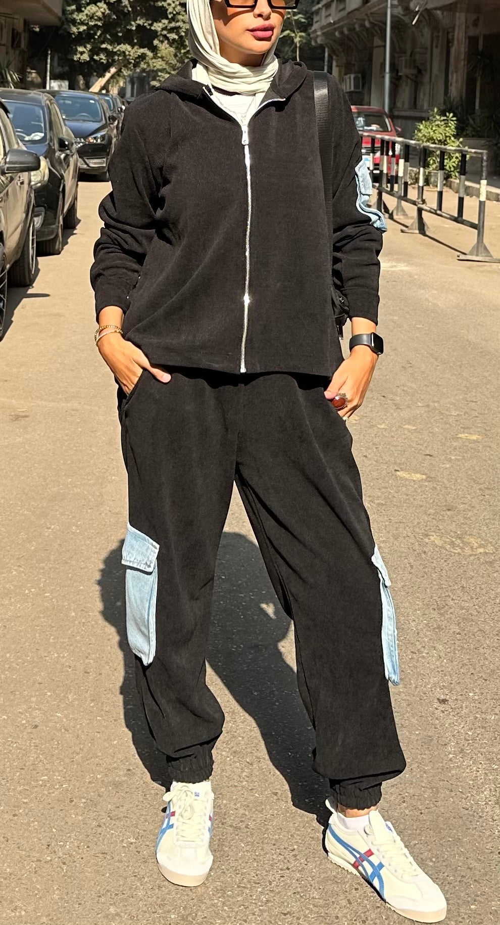 Black Cargo Denim Set