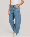 Blue Denim Barrel Pants