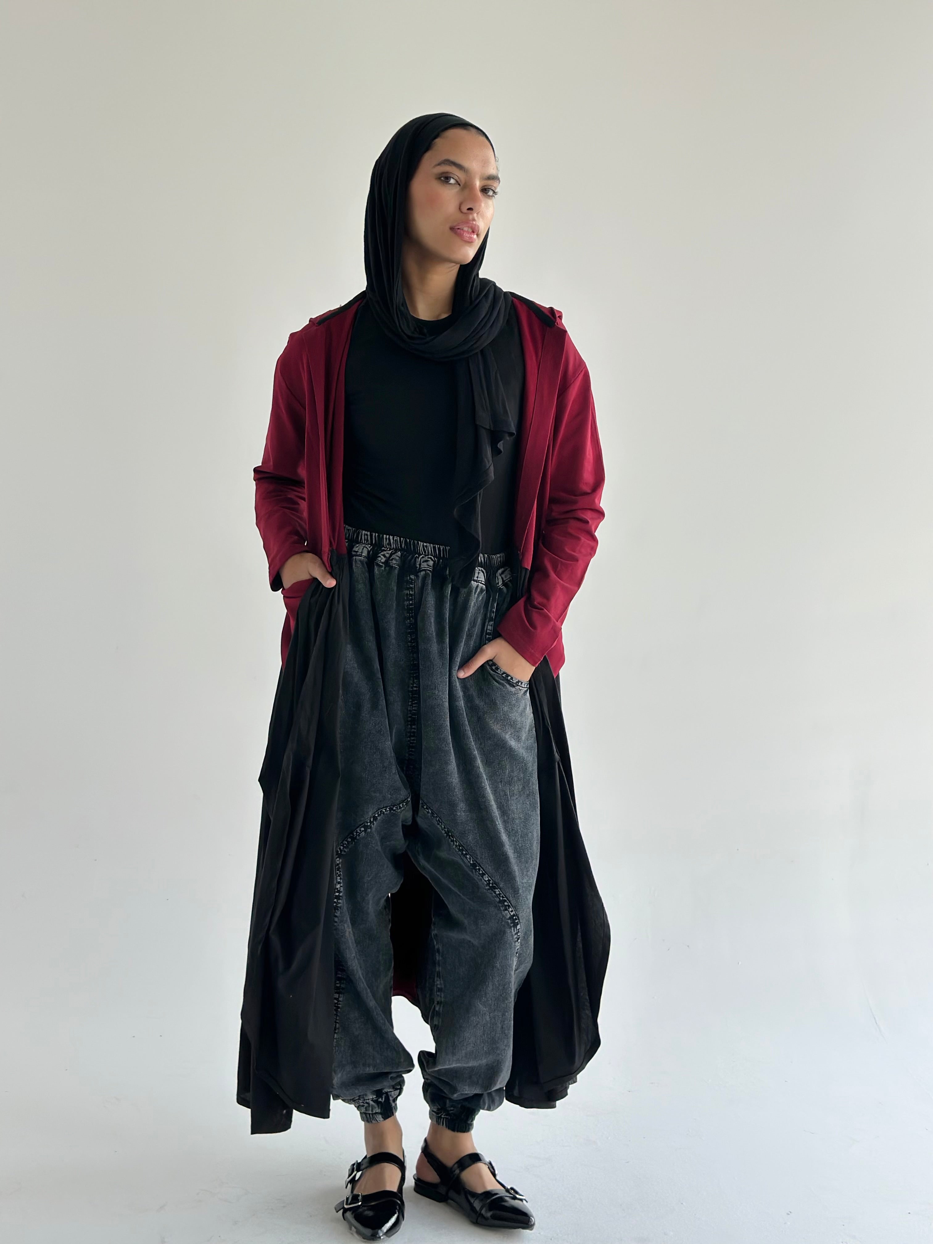 Burgundy X Black Groovy Cardigan