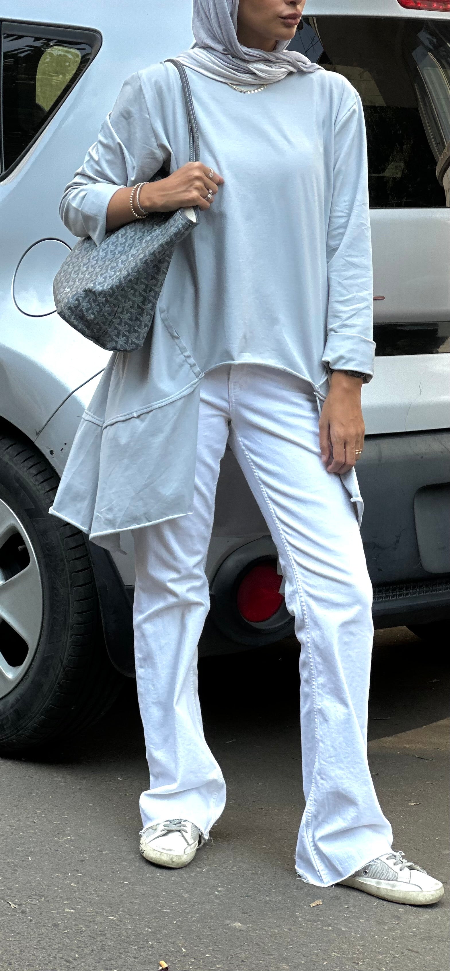 Grey  Basic Top With A Twist