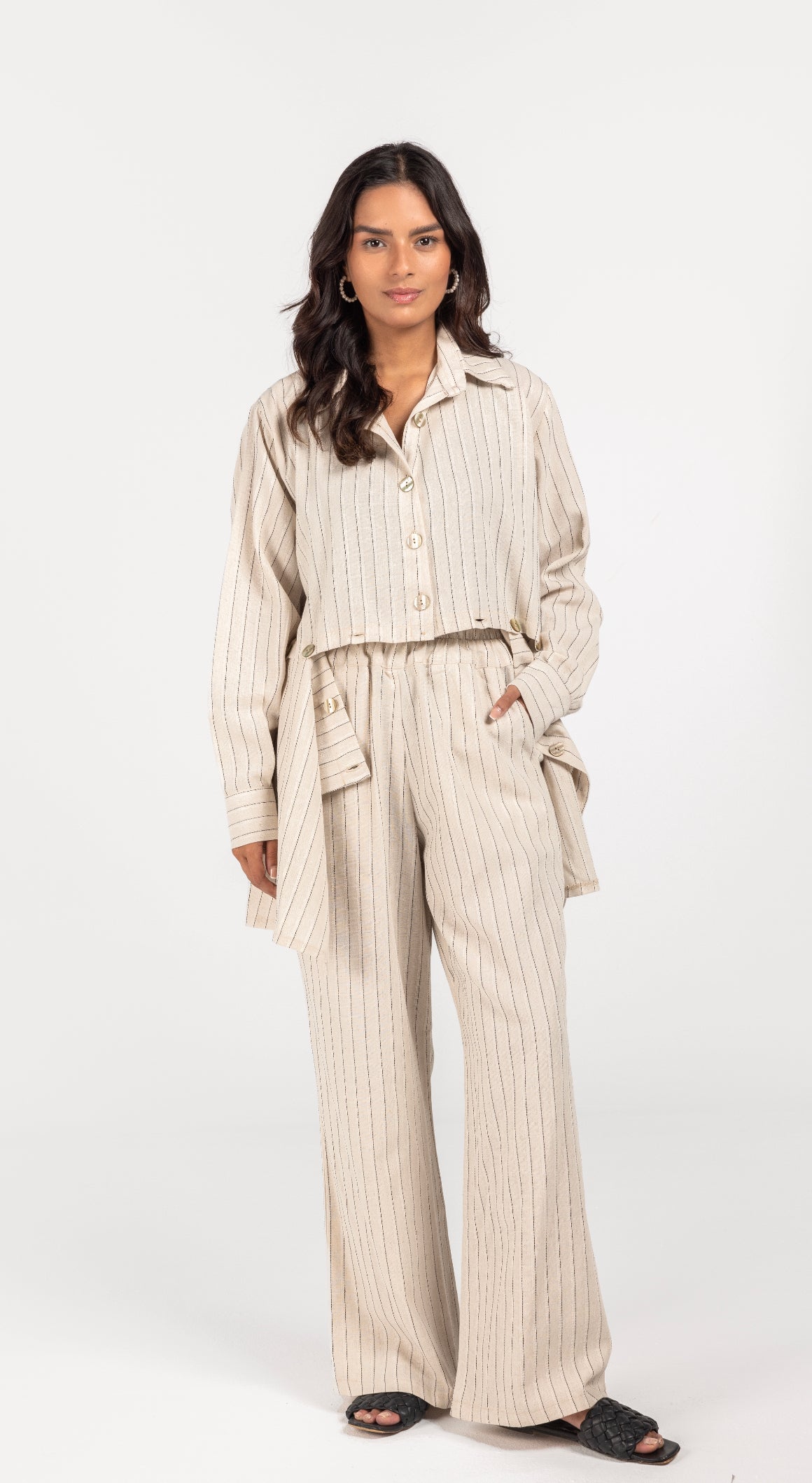 Beige Linen Lined Set