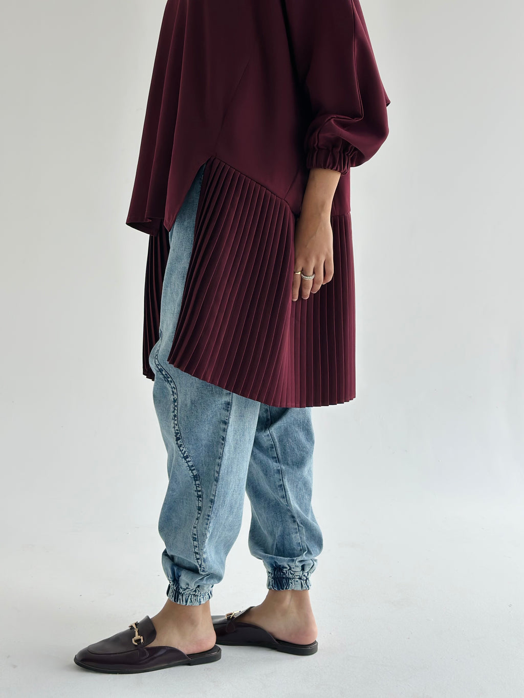 Burgundy   Pleated Top