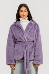 Lilac Belted Fur Blazer