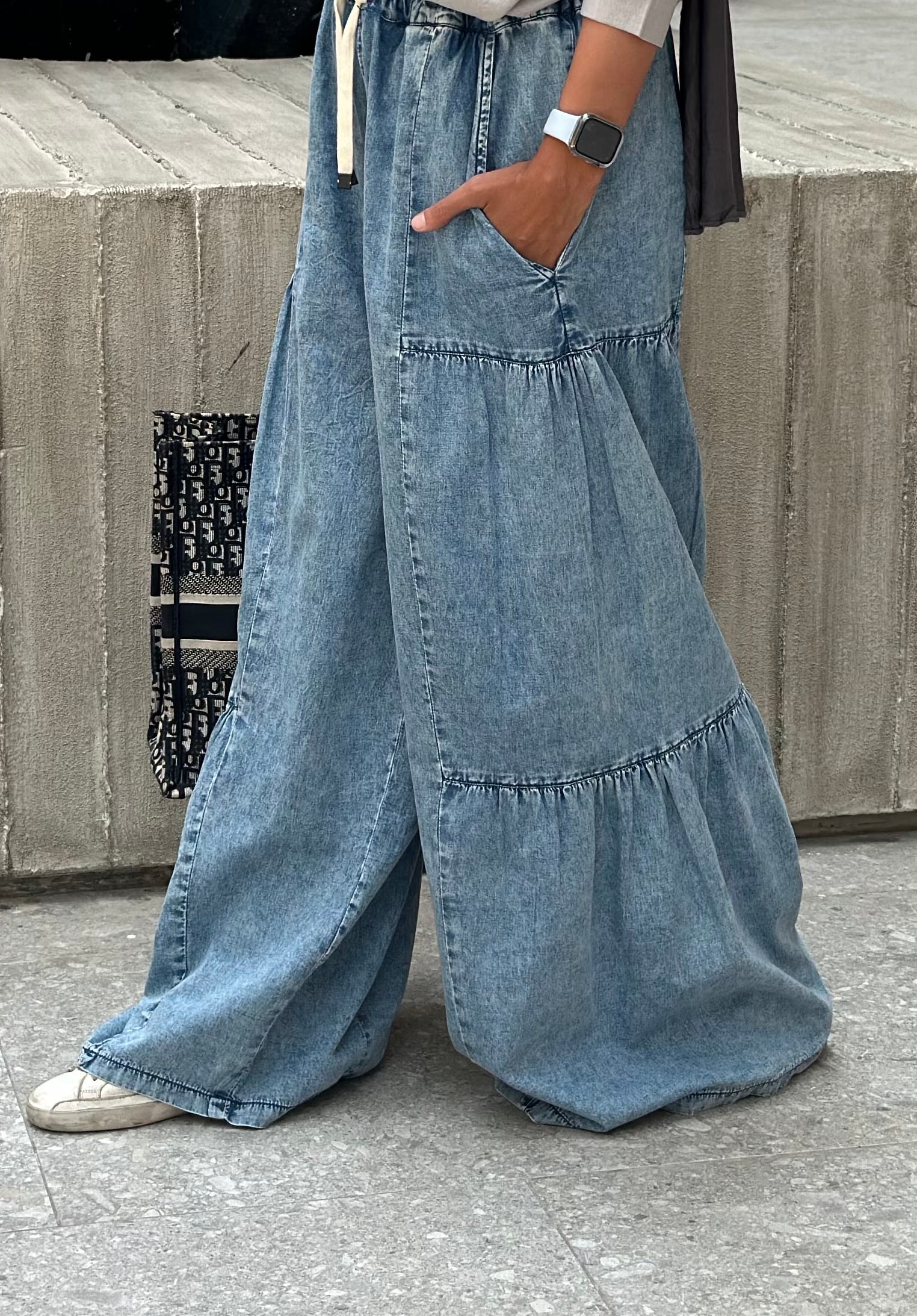 Blue Roadside Wide Leg Denim Pants
