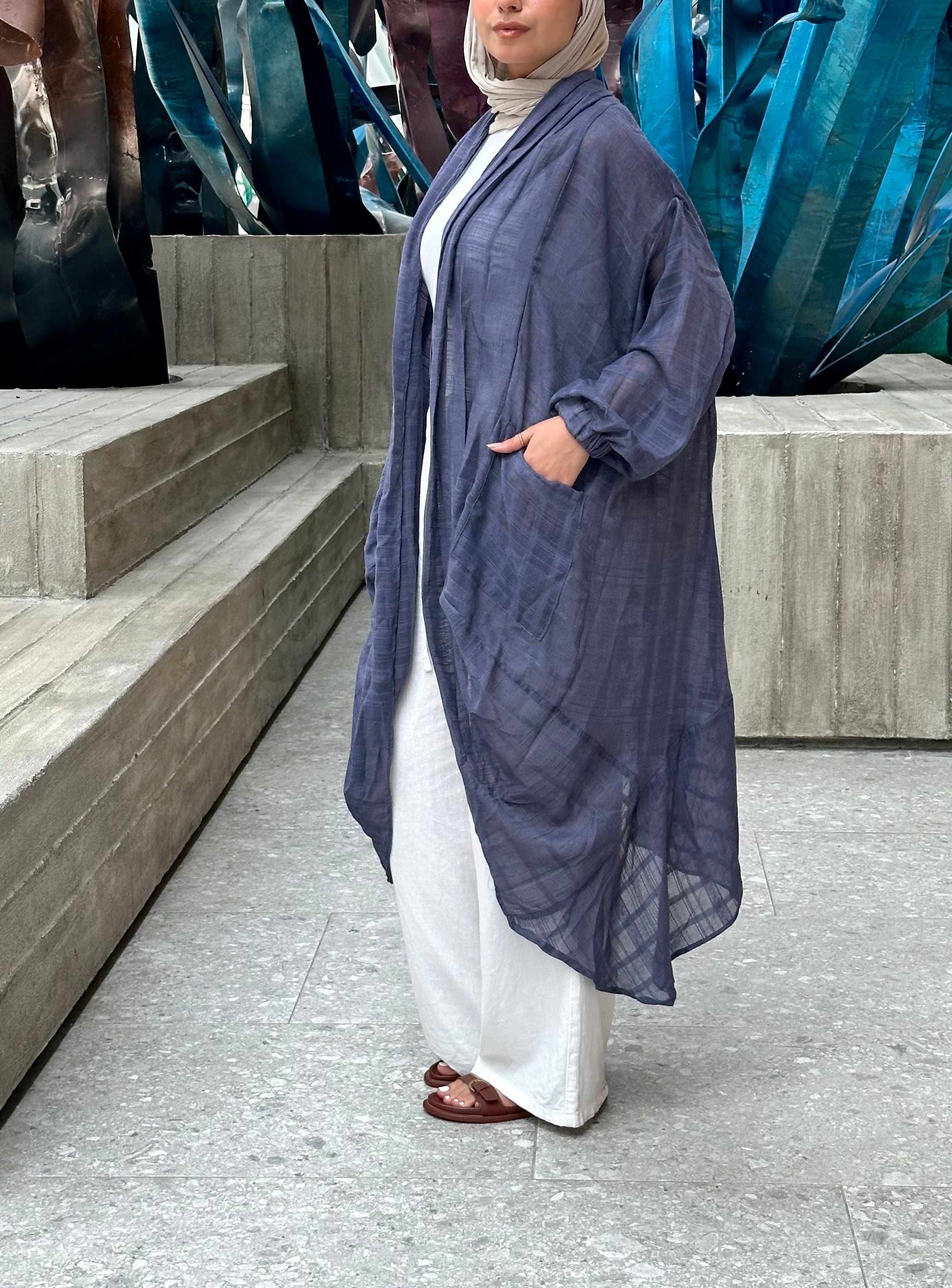 Dark Blue Linen Voile cardigan