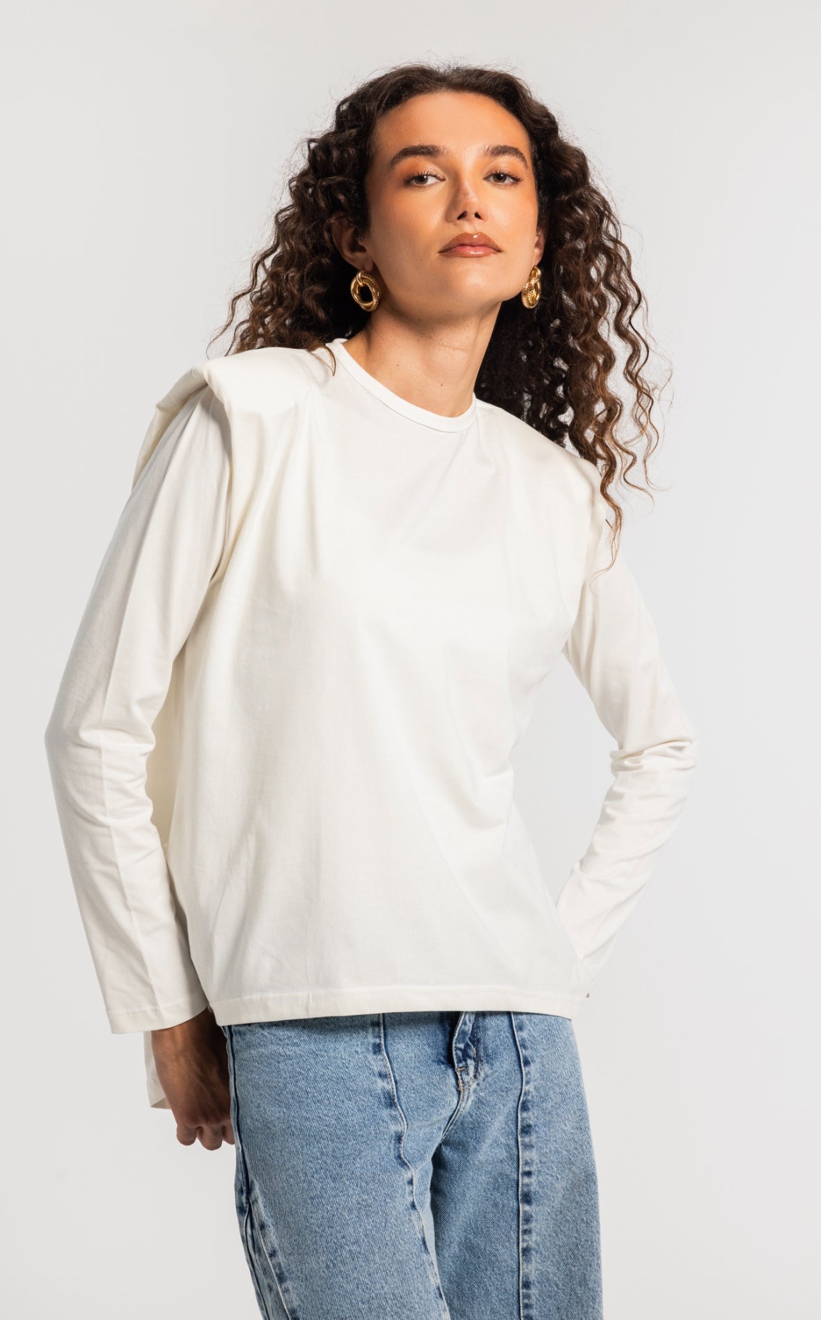 White Bold shoulders top