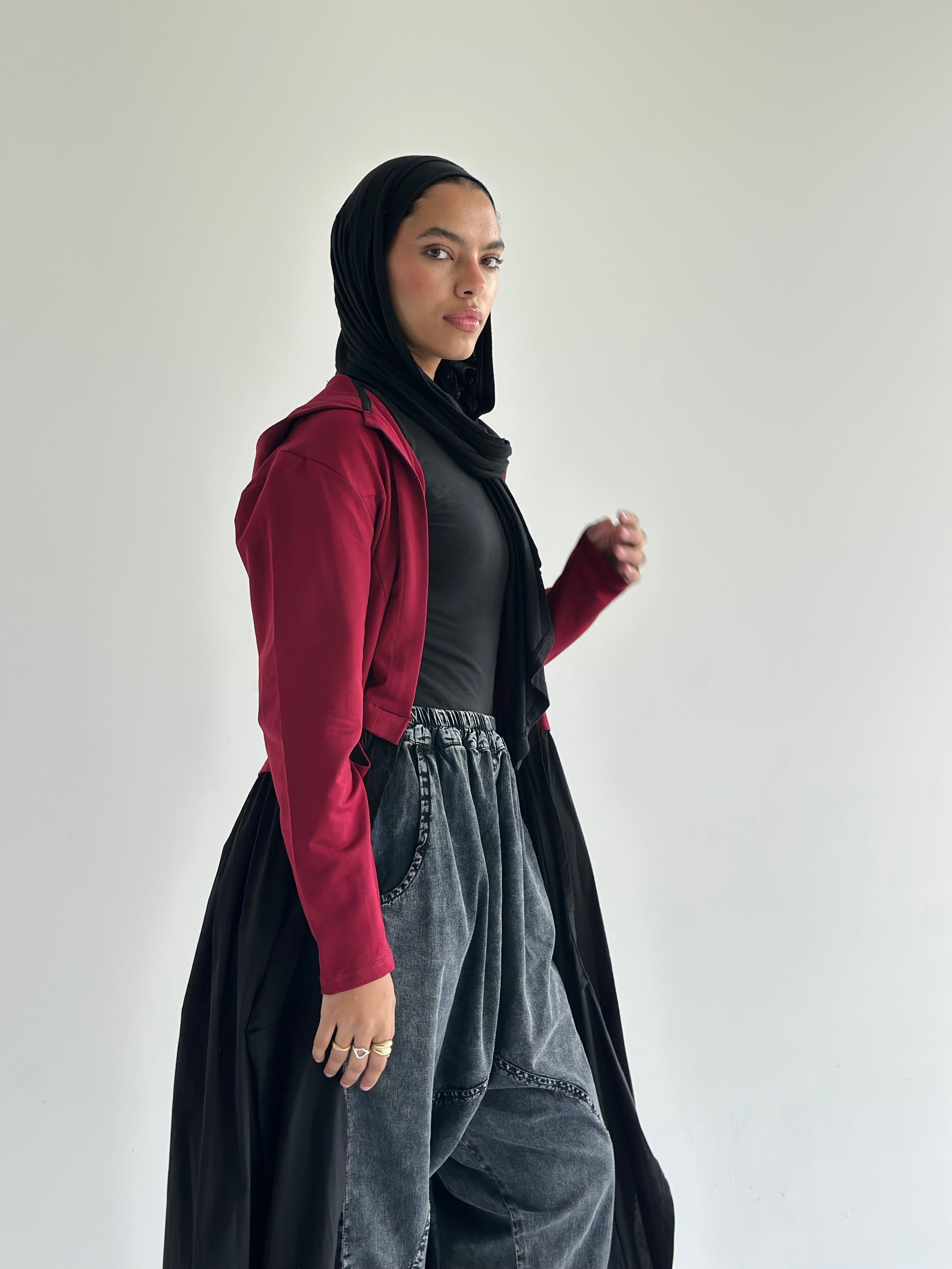 Burgundy X Black Groovy Cardigan