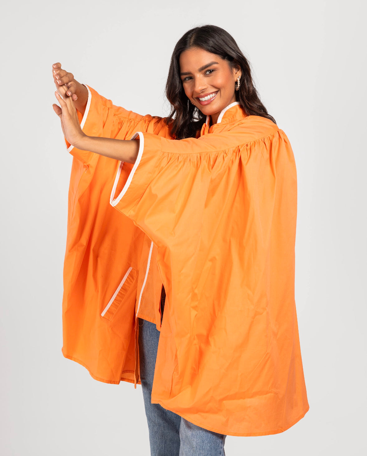 Peach Butterfly lined kimono shirt