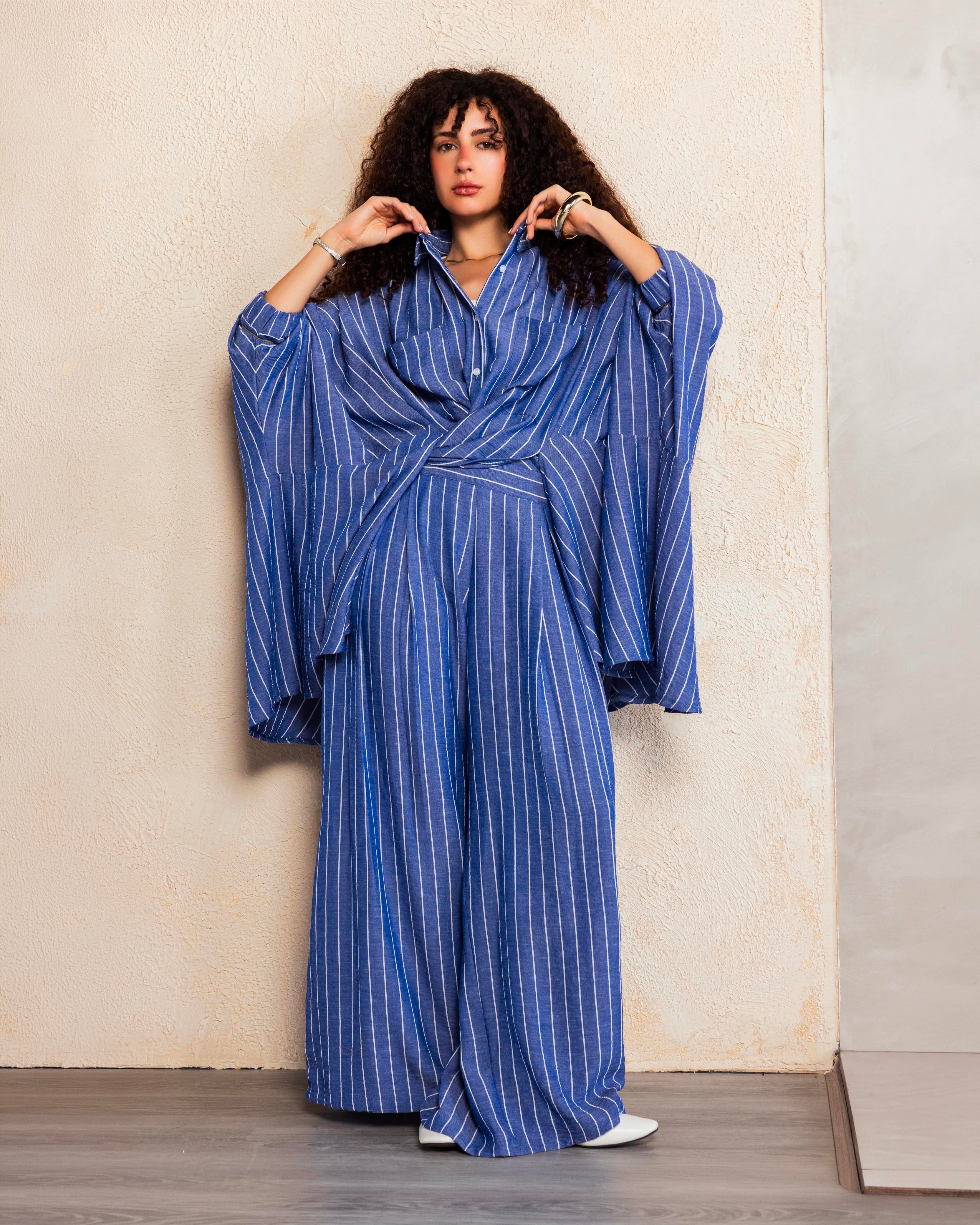 Blue Linen Lined Set