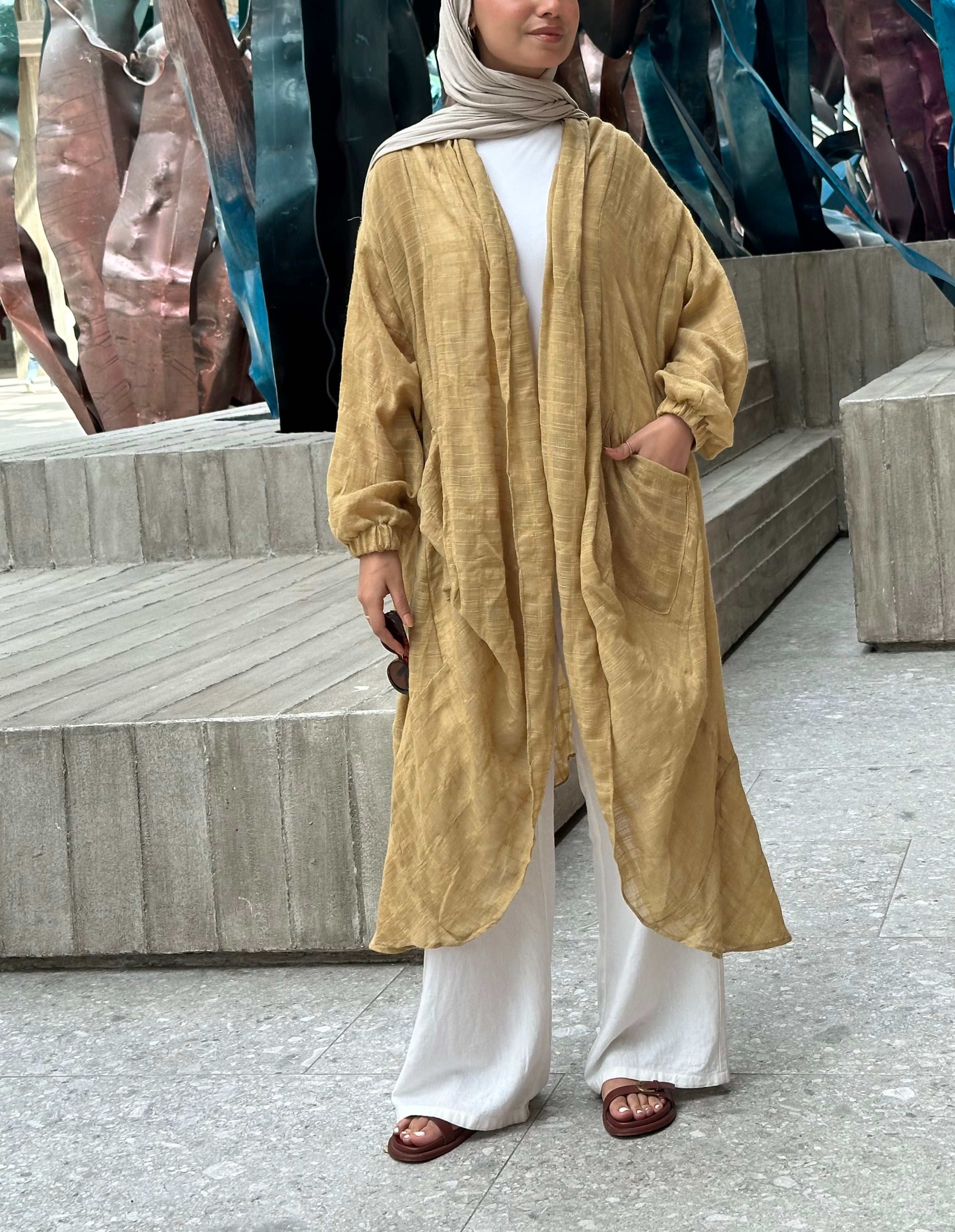Mustard Linen Voile cardigan