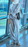 Grey High Low Linen Set