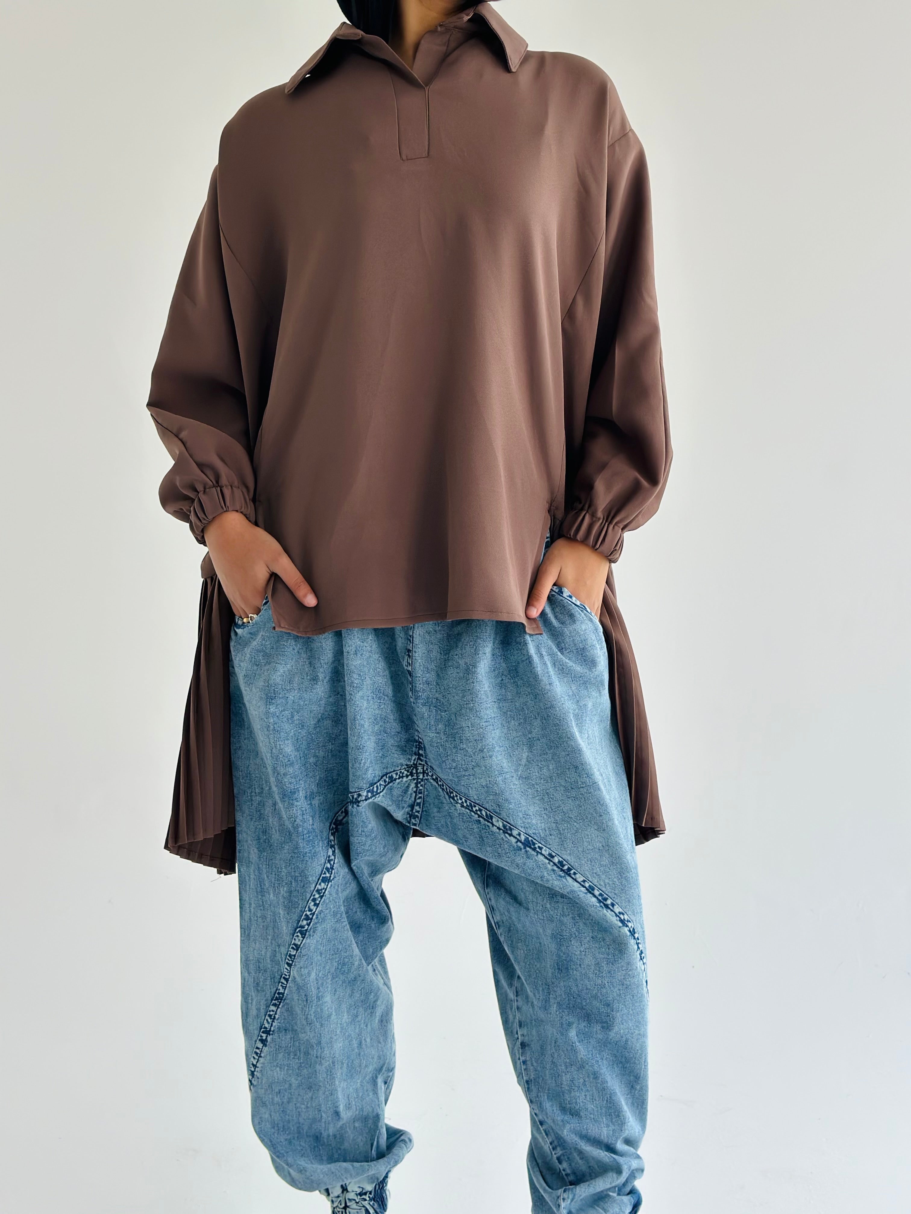 Brick Pleated Top