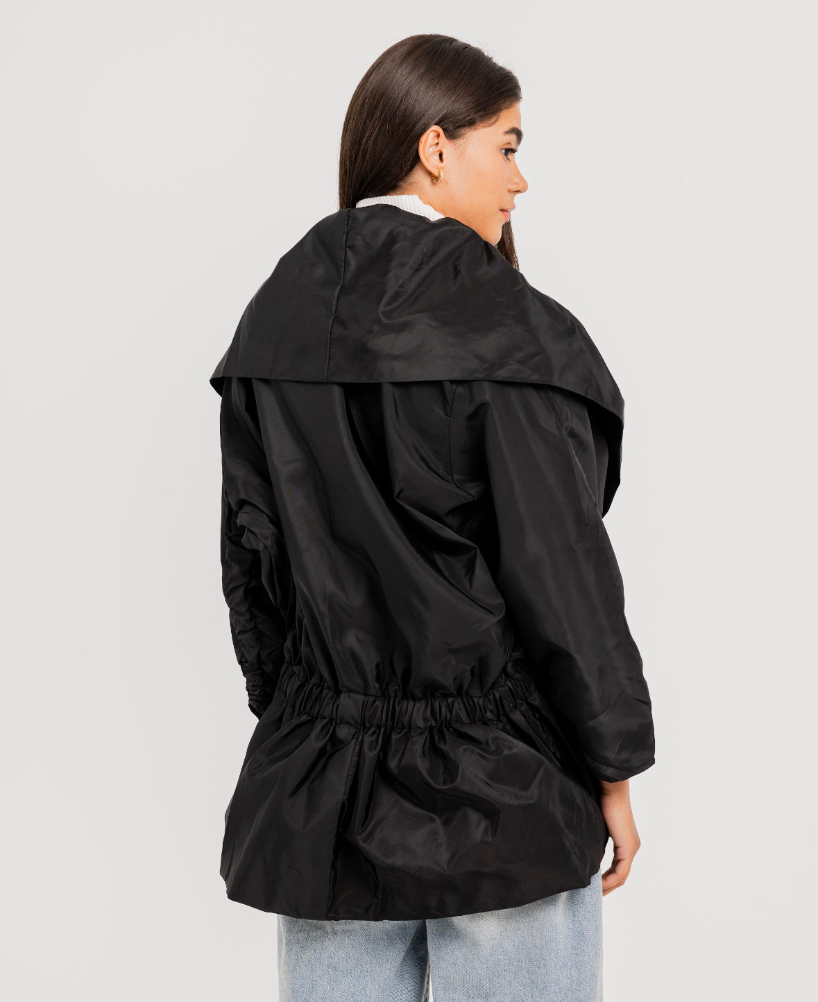 Black Elasticated Waterproof Jacket