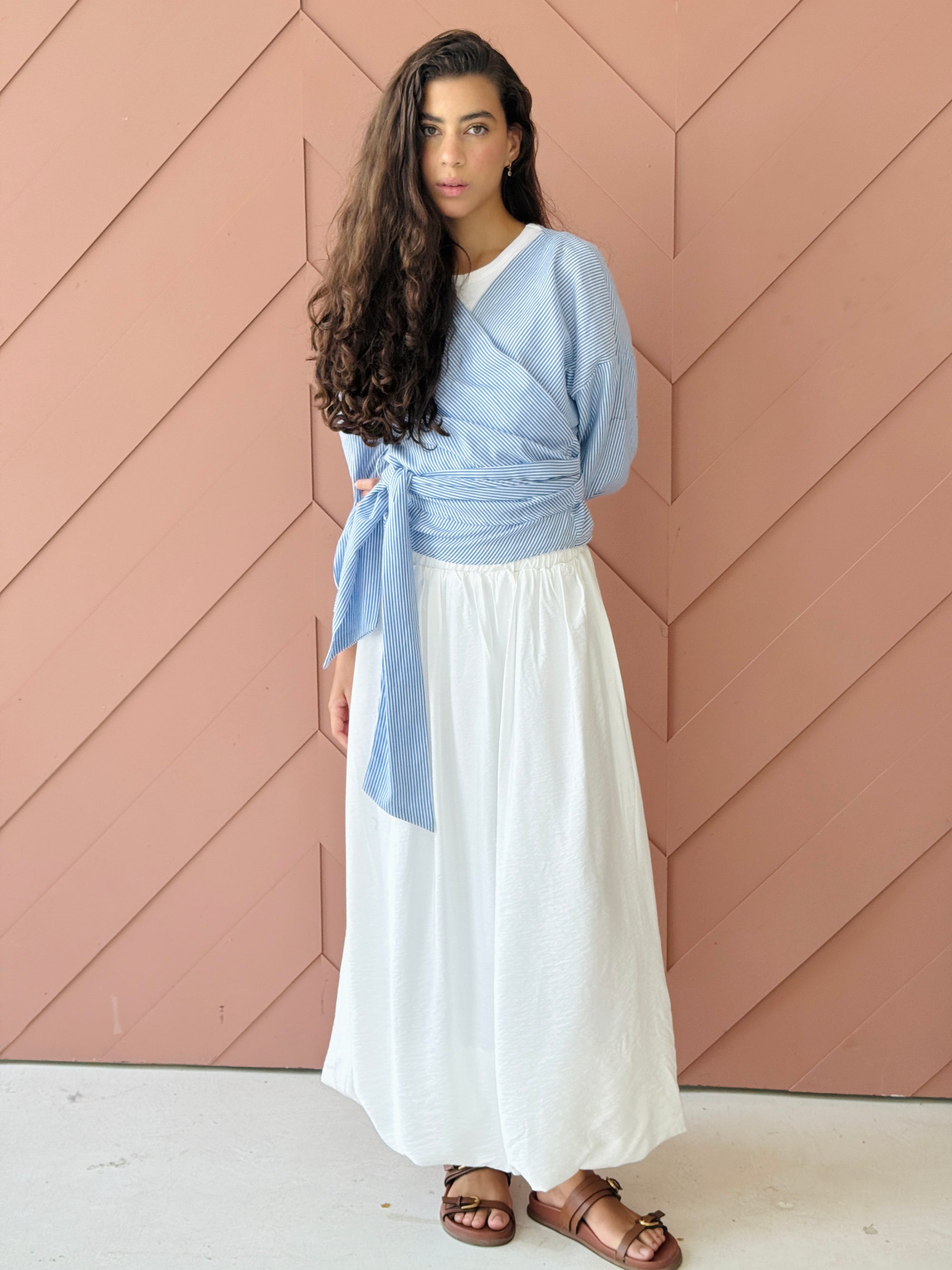 Lined Wraparound Poplin Shirt