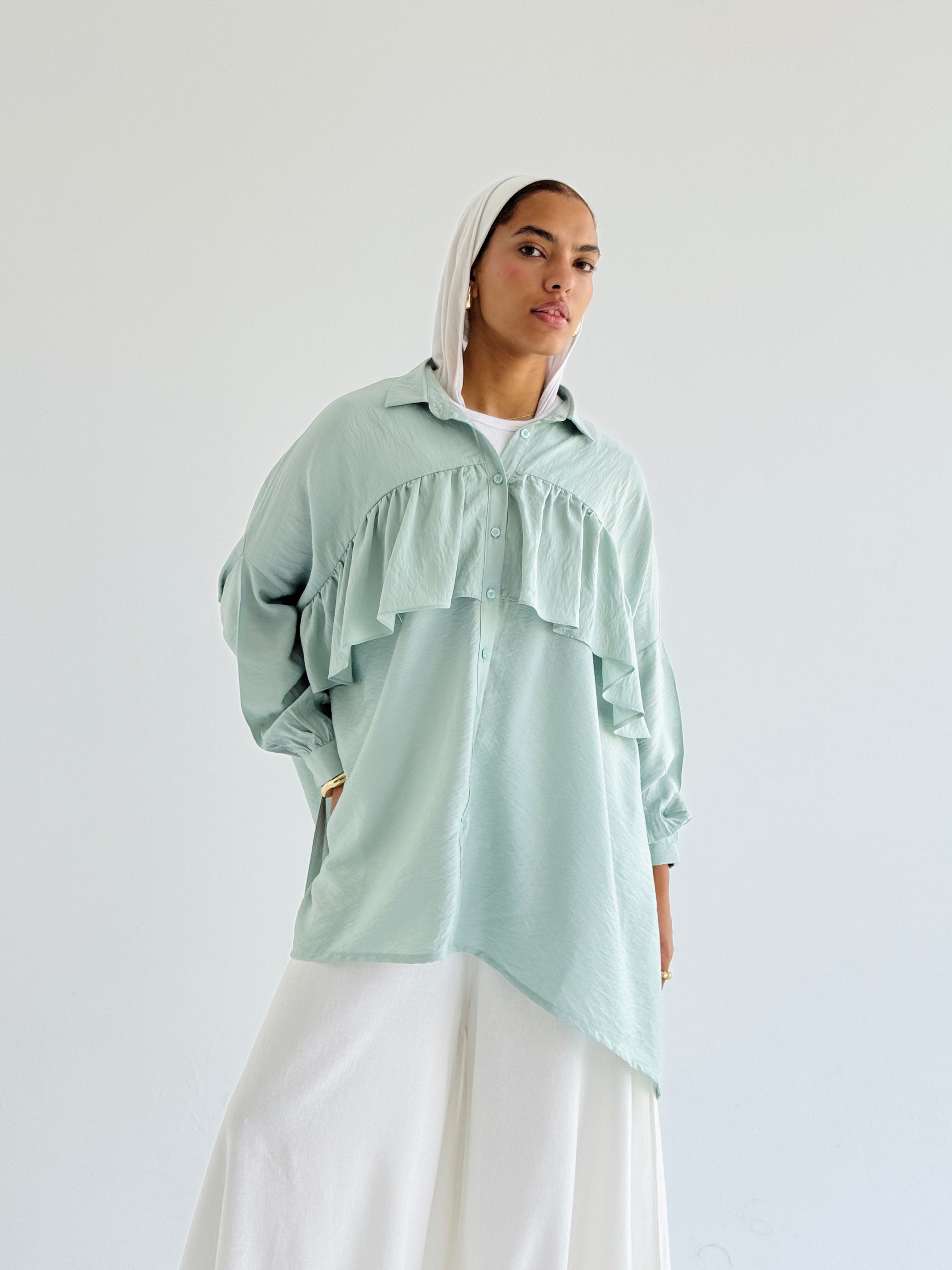 Mint Ruffled Shirt