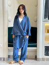 Blue Linen Harem Set