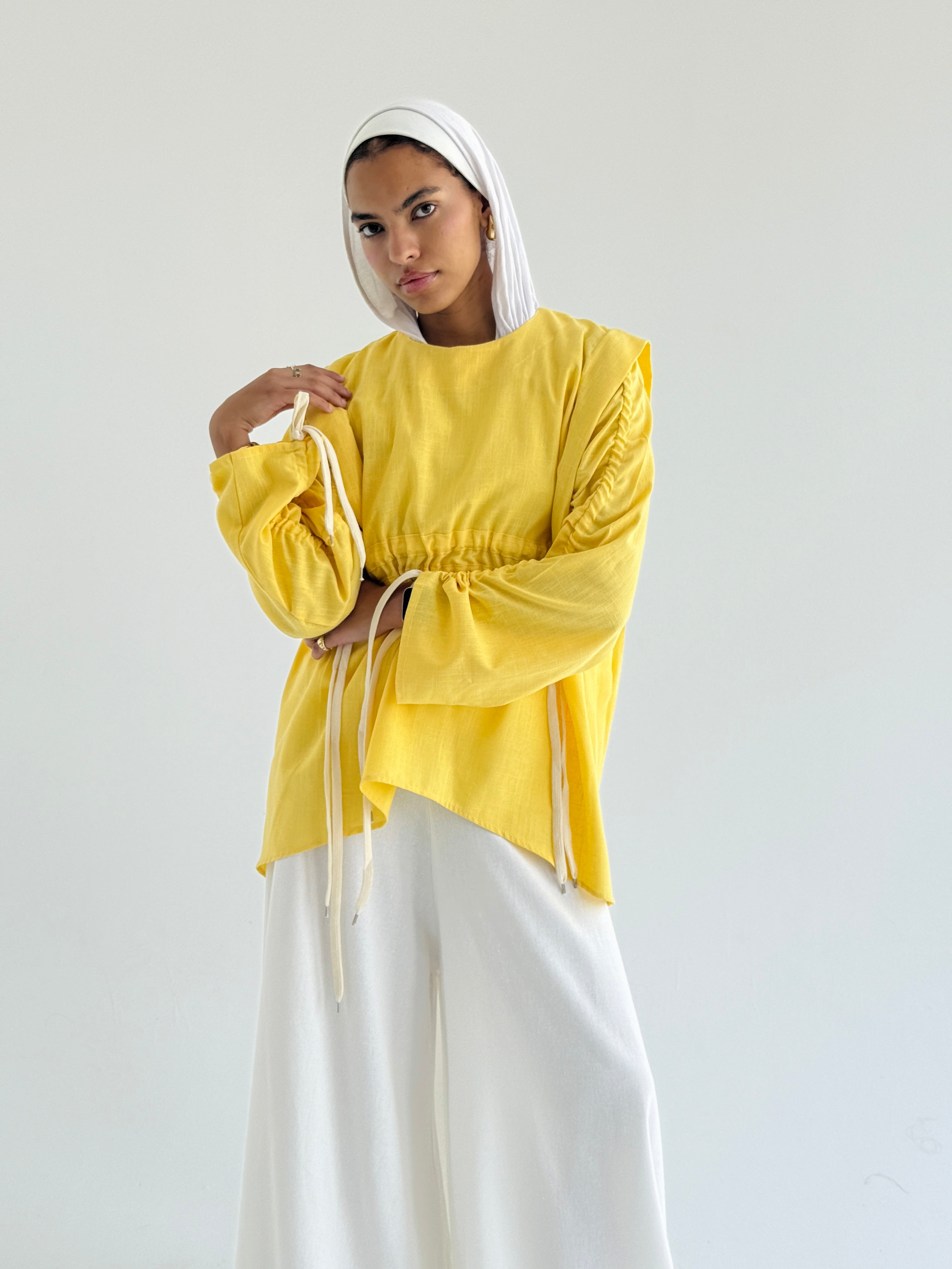 Yellow Double Drawstring Top