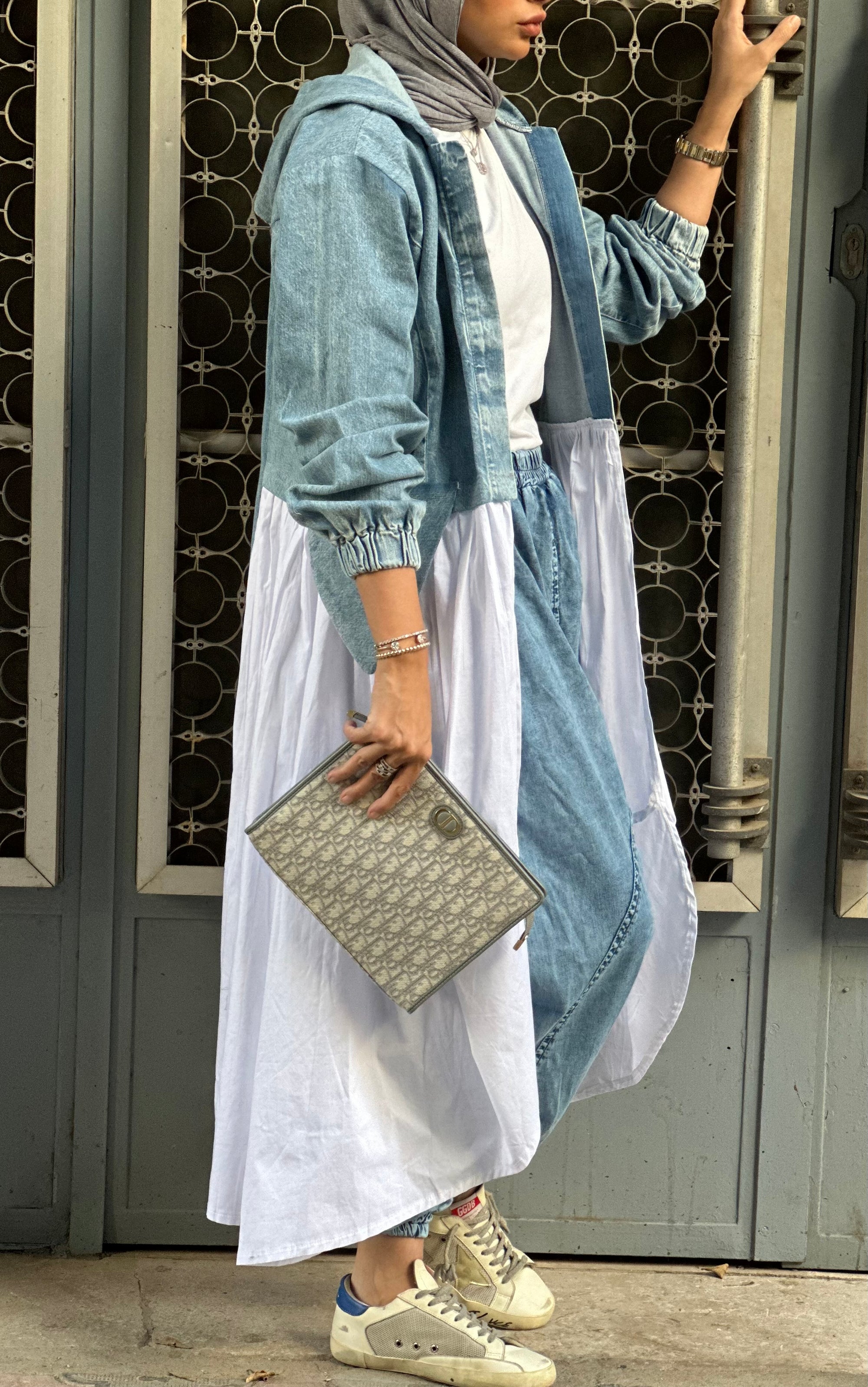 Denim Groovy Cardigan In White