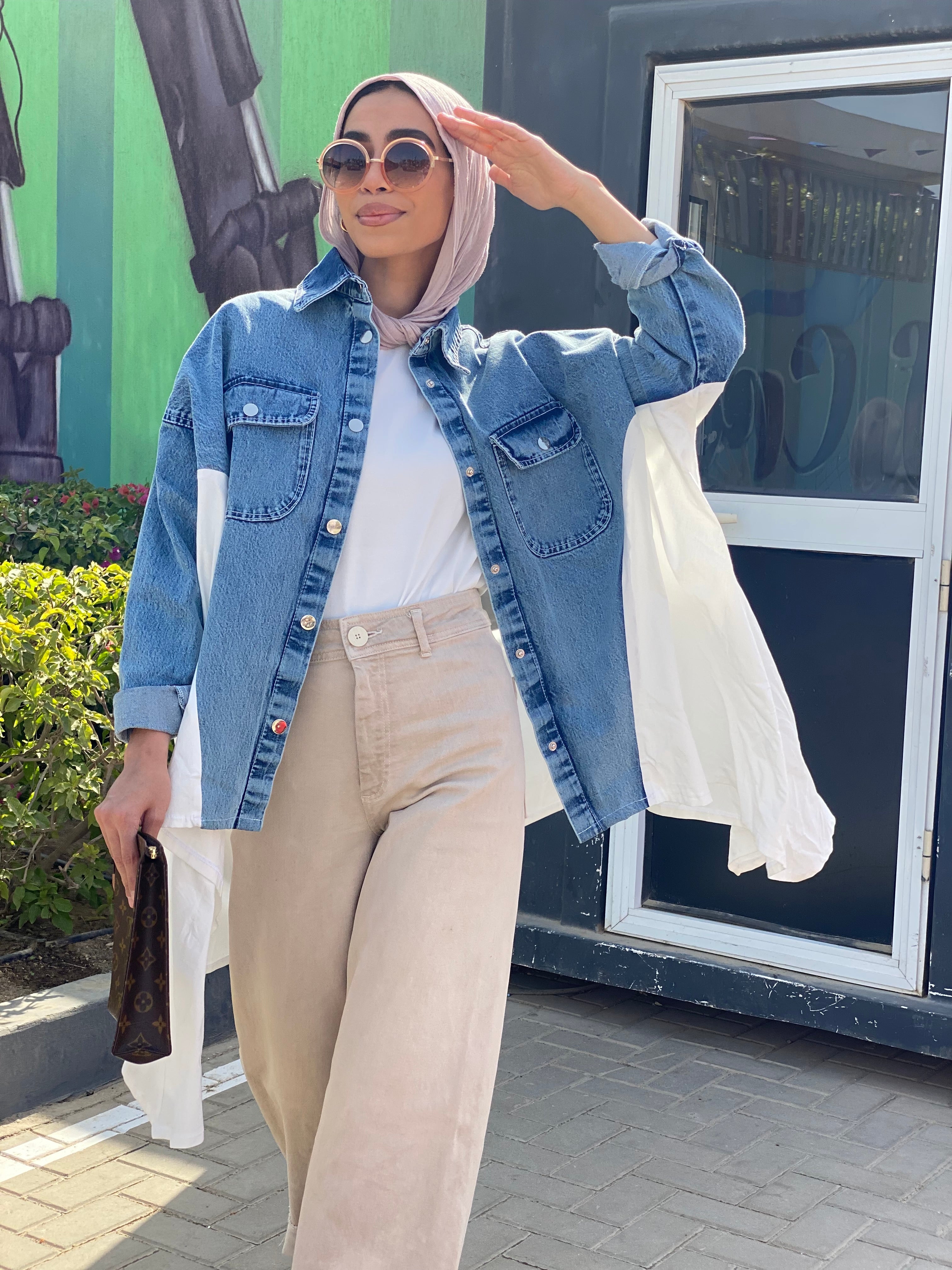 Denim x White Poplin Wing Jacket