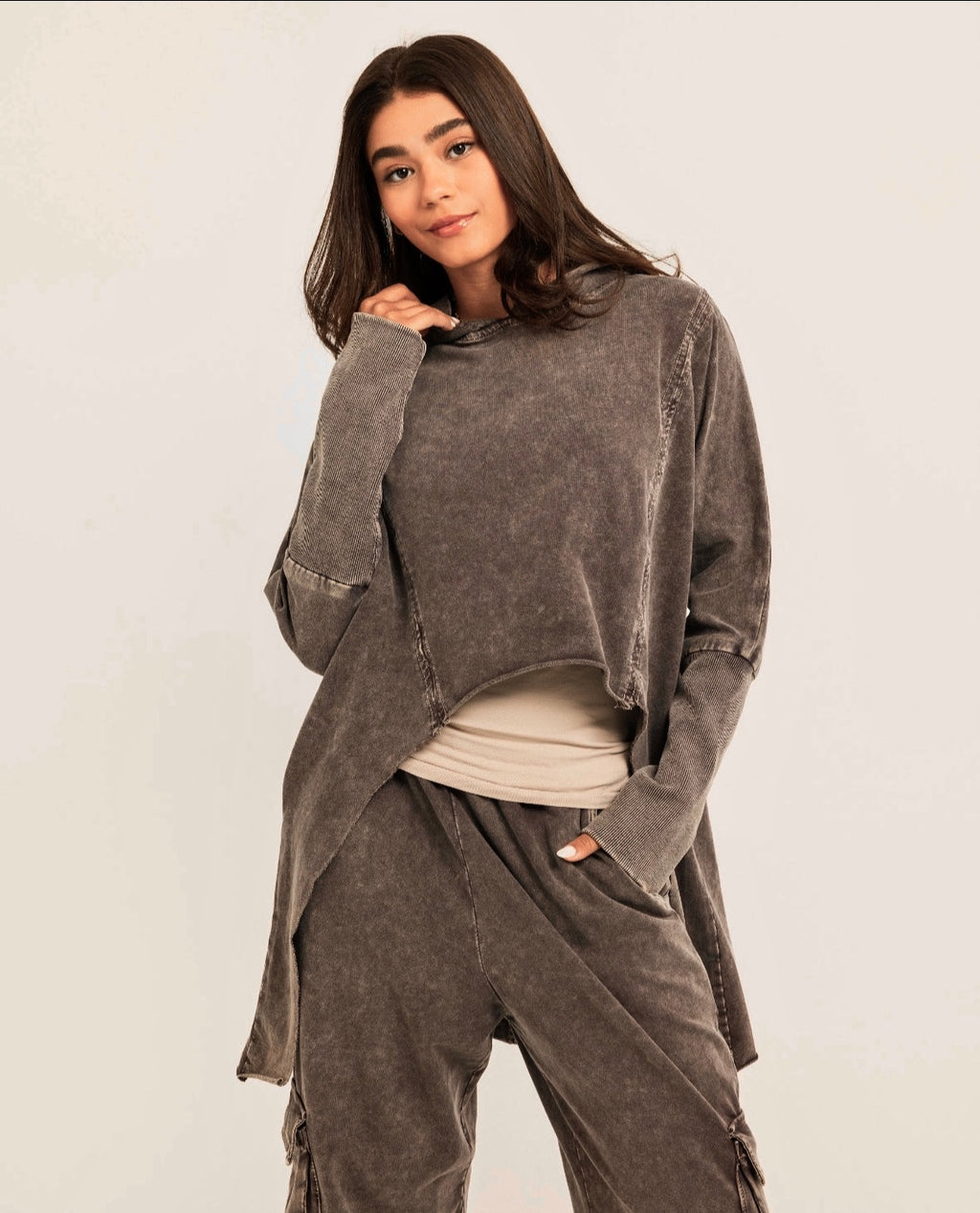 brown Cargo Washed Set