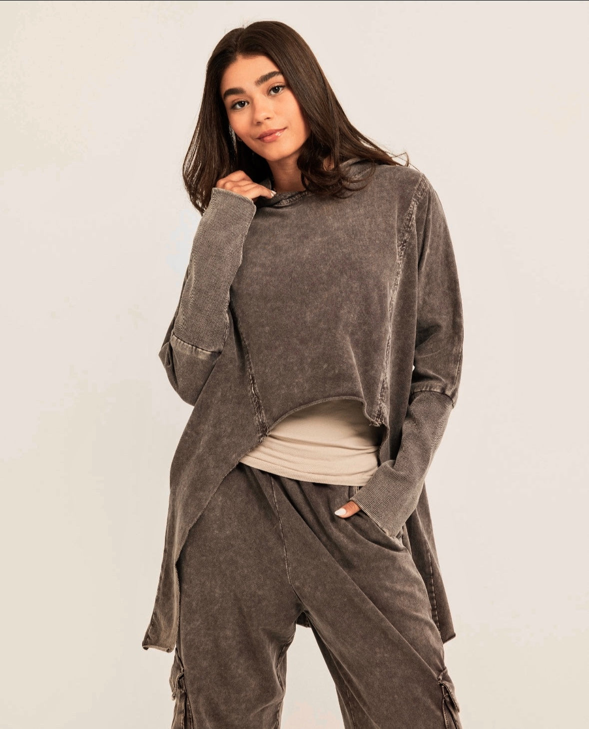 brown Cargo Washed Set