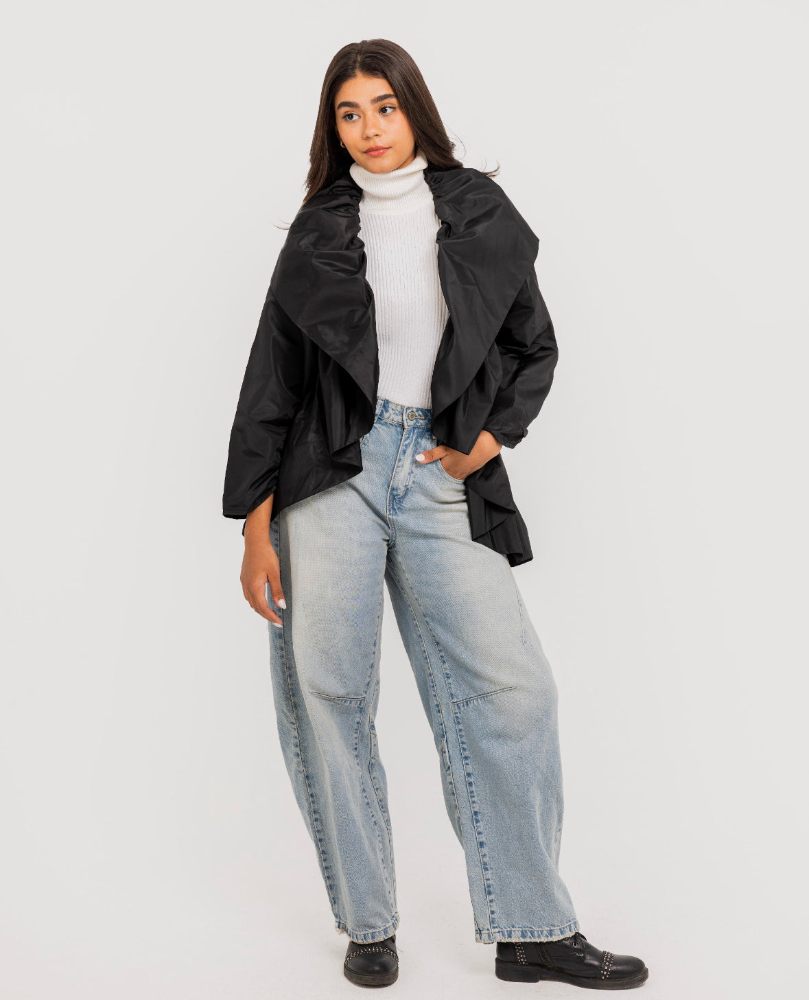 Black Elasticated Waterproof Jacket