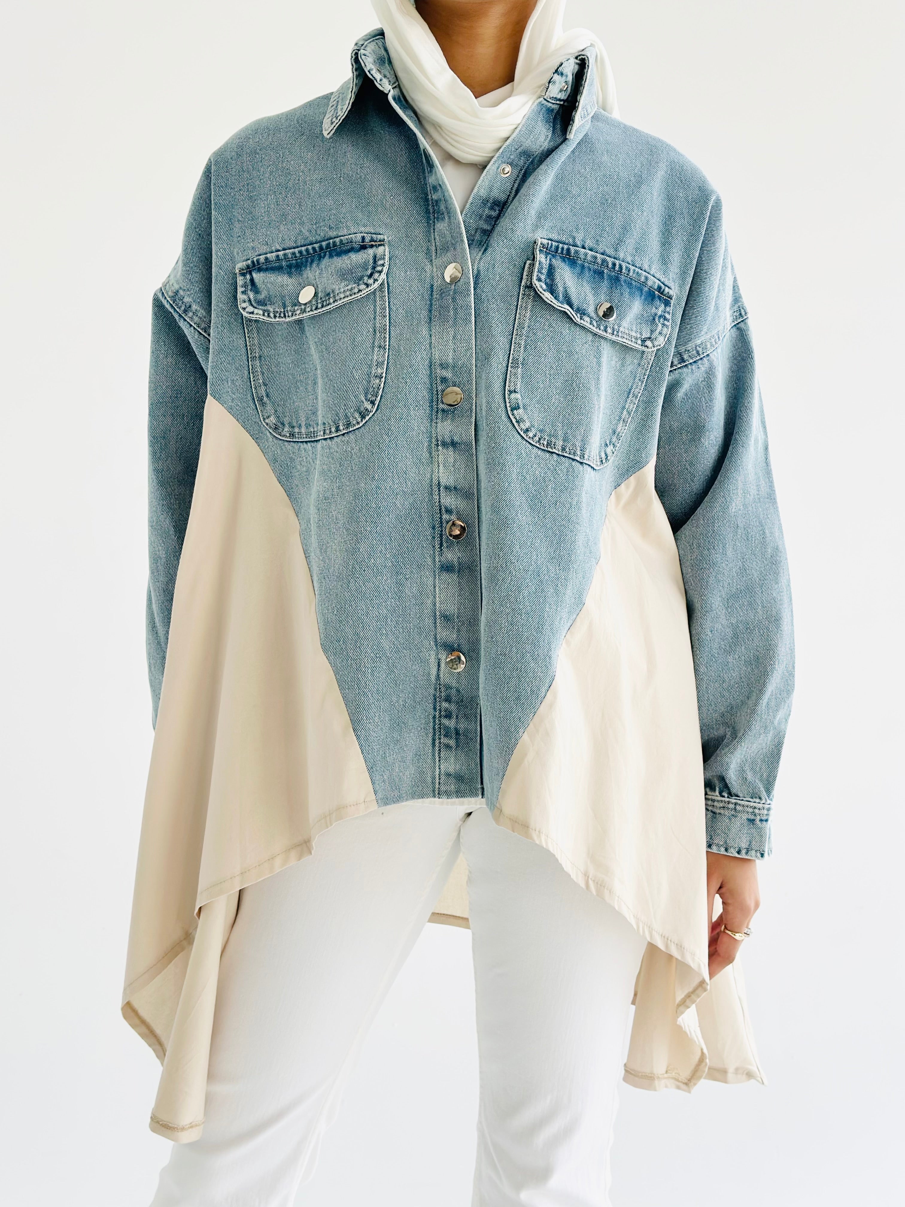 Denim X Beige Poplin Wing Jacket