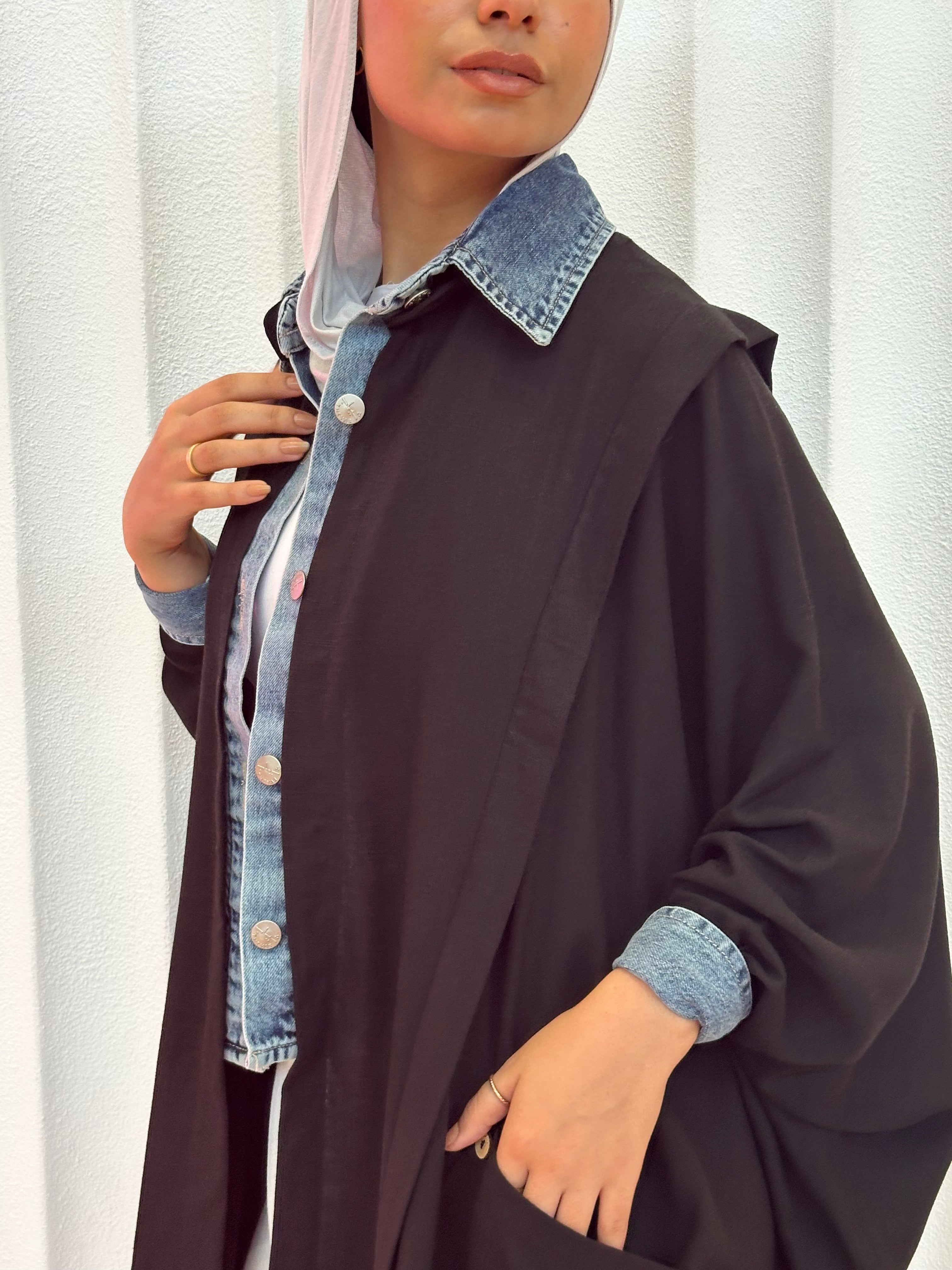Black Linen Denim Lined Shirt