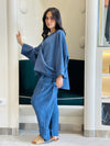 Blue Linen Harem Set