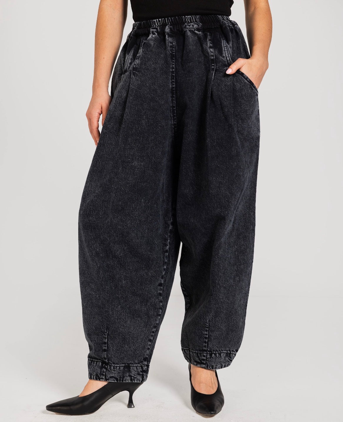 Washed Black Slouchy Everyday Denim Pants