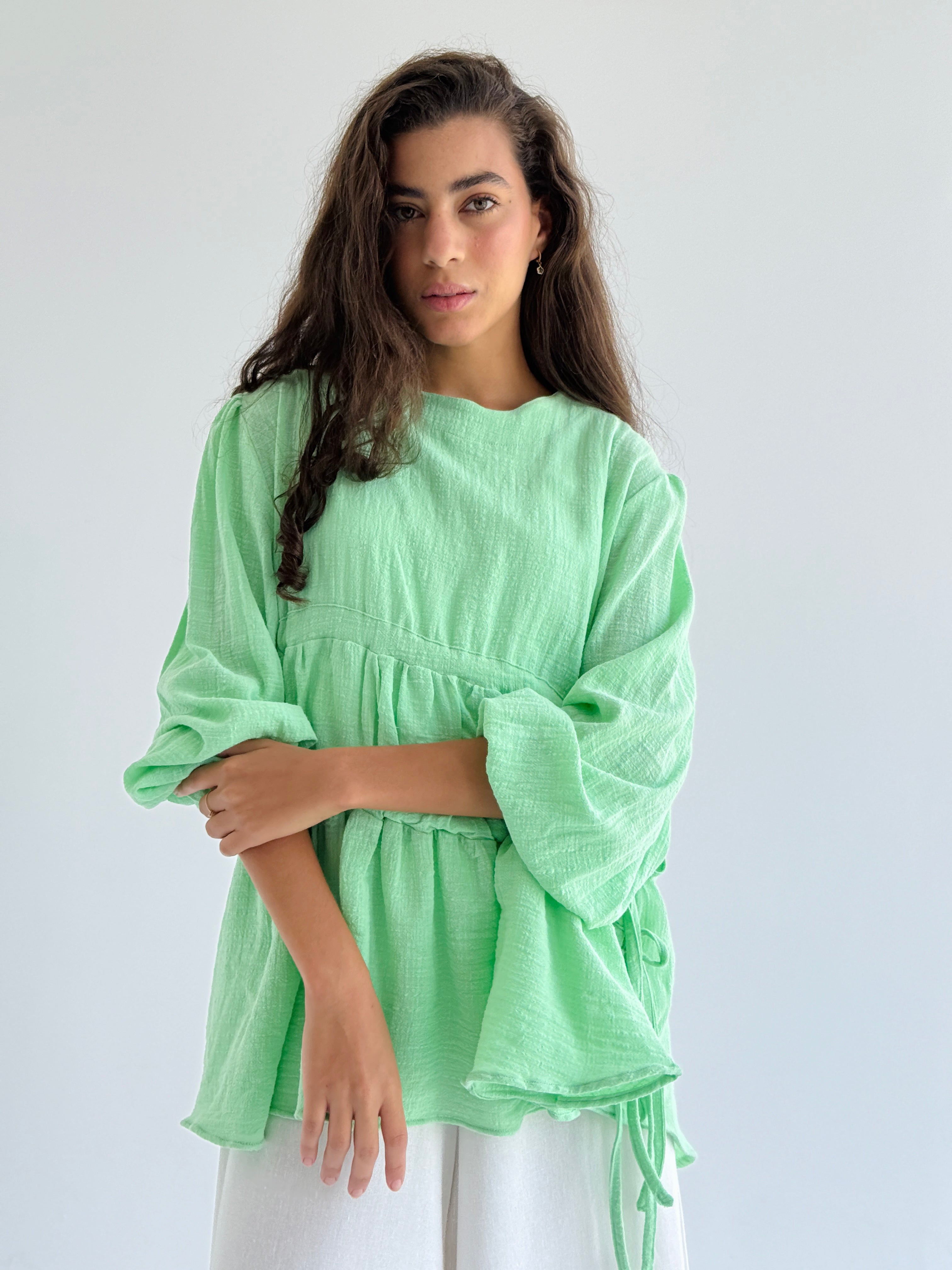 Pastel Green Side DrawString Top