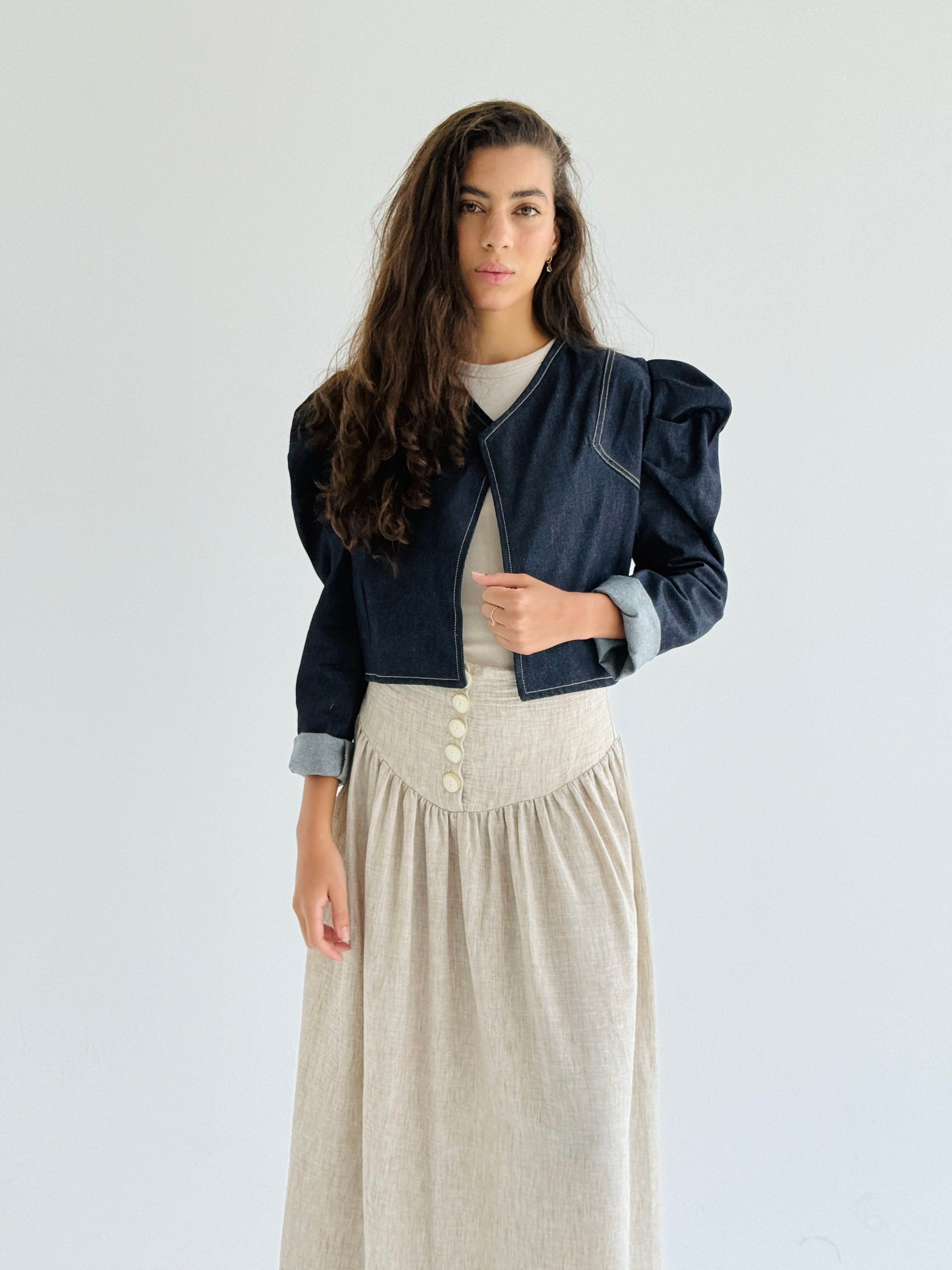 Puffed Sleeves  Denim Jacket