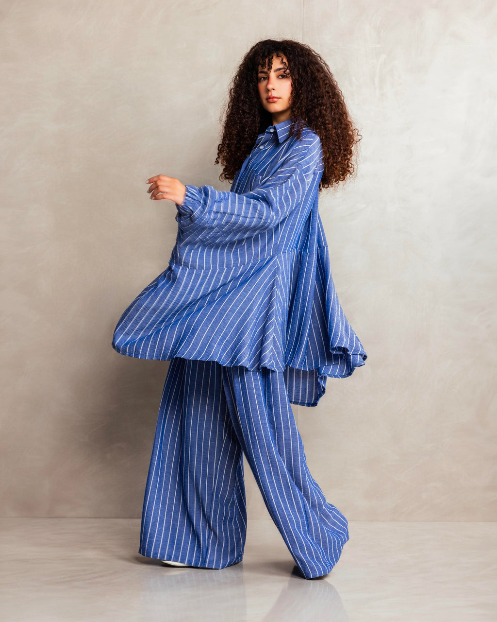 Blue Linen Lined Set