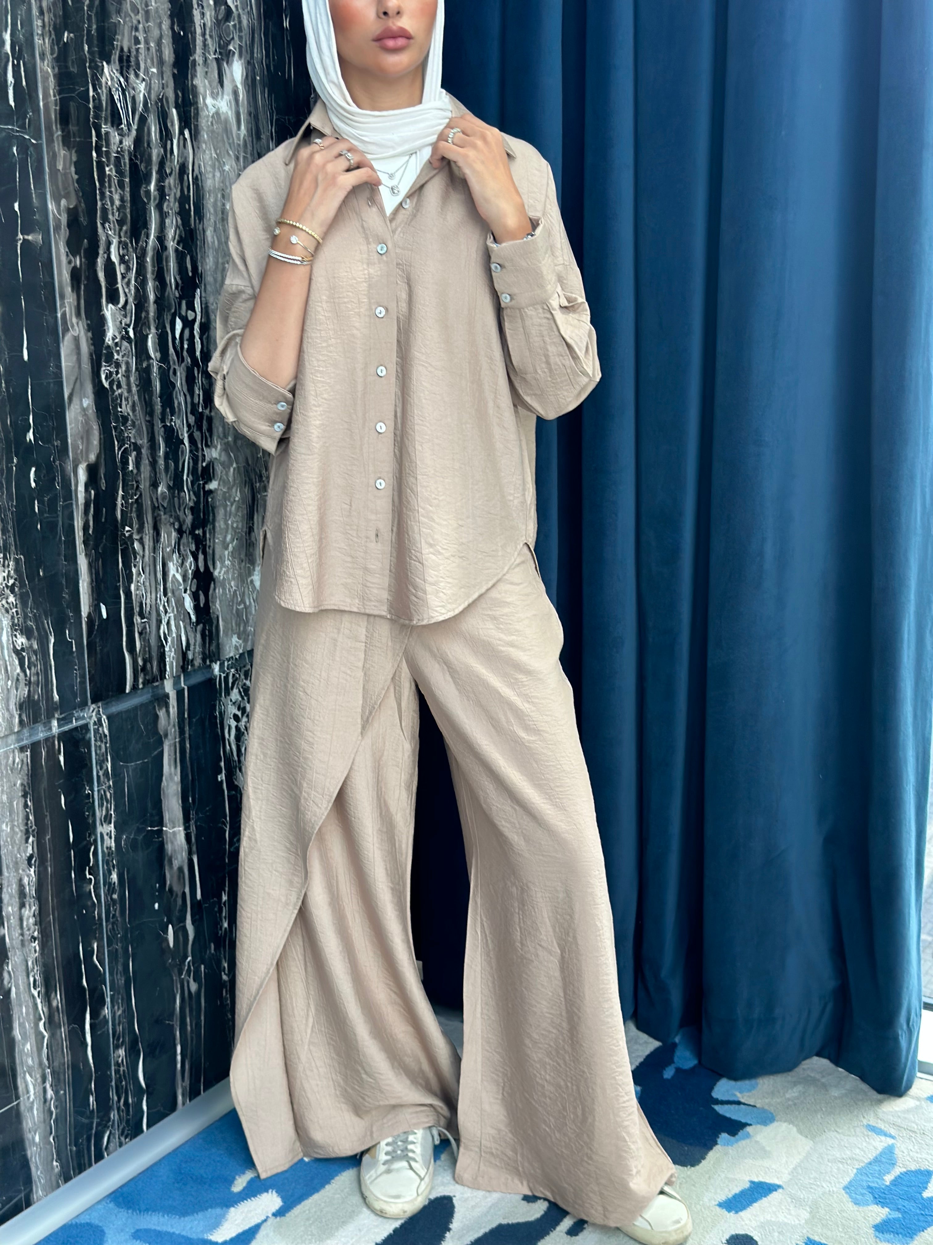 Beige Crinkled Set