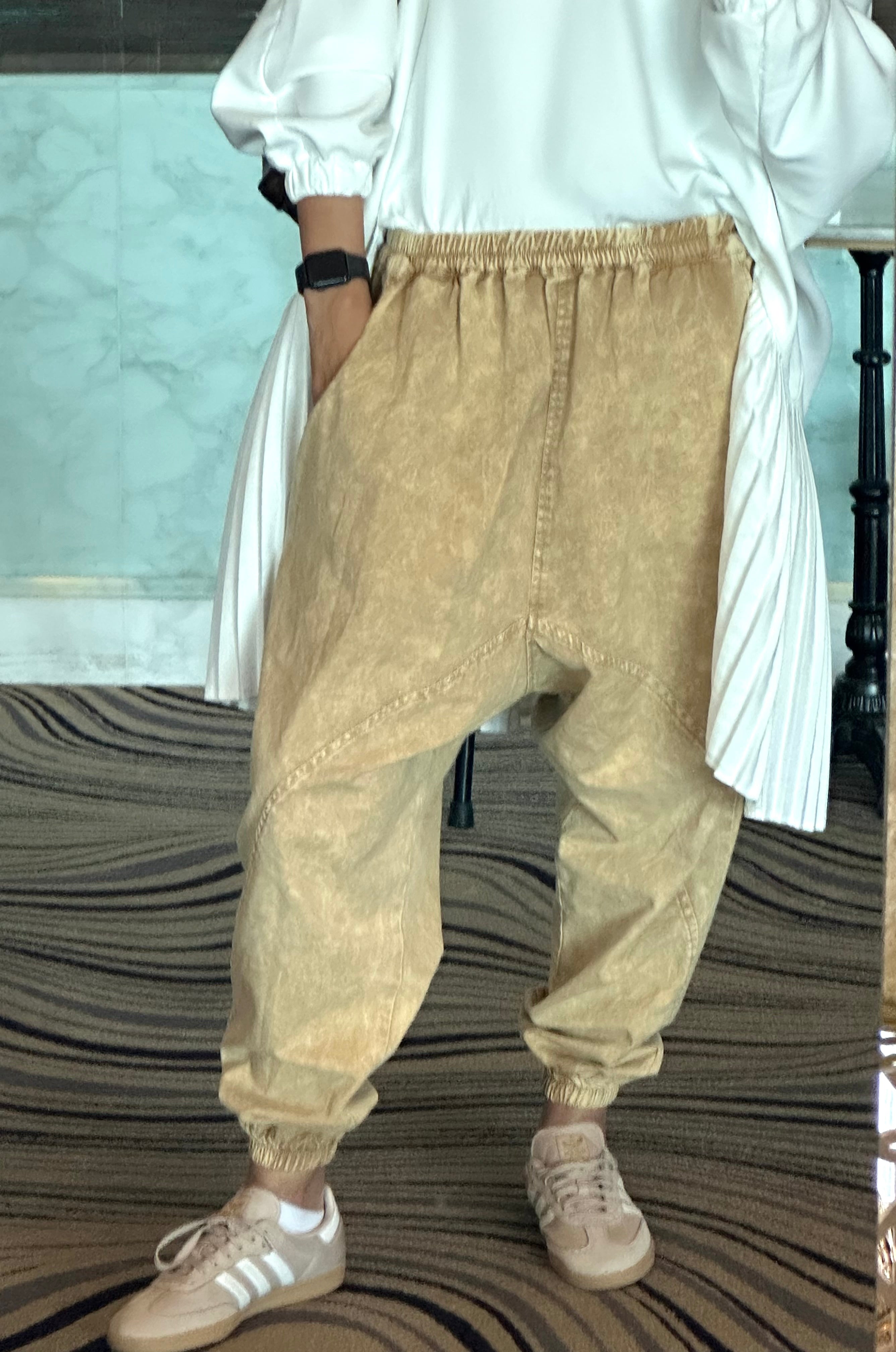 Beige Harem Denim Pants