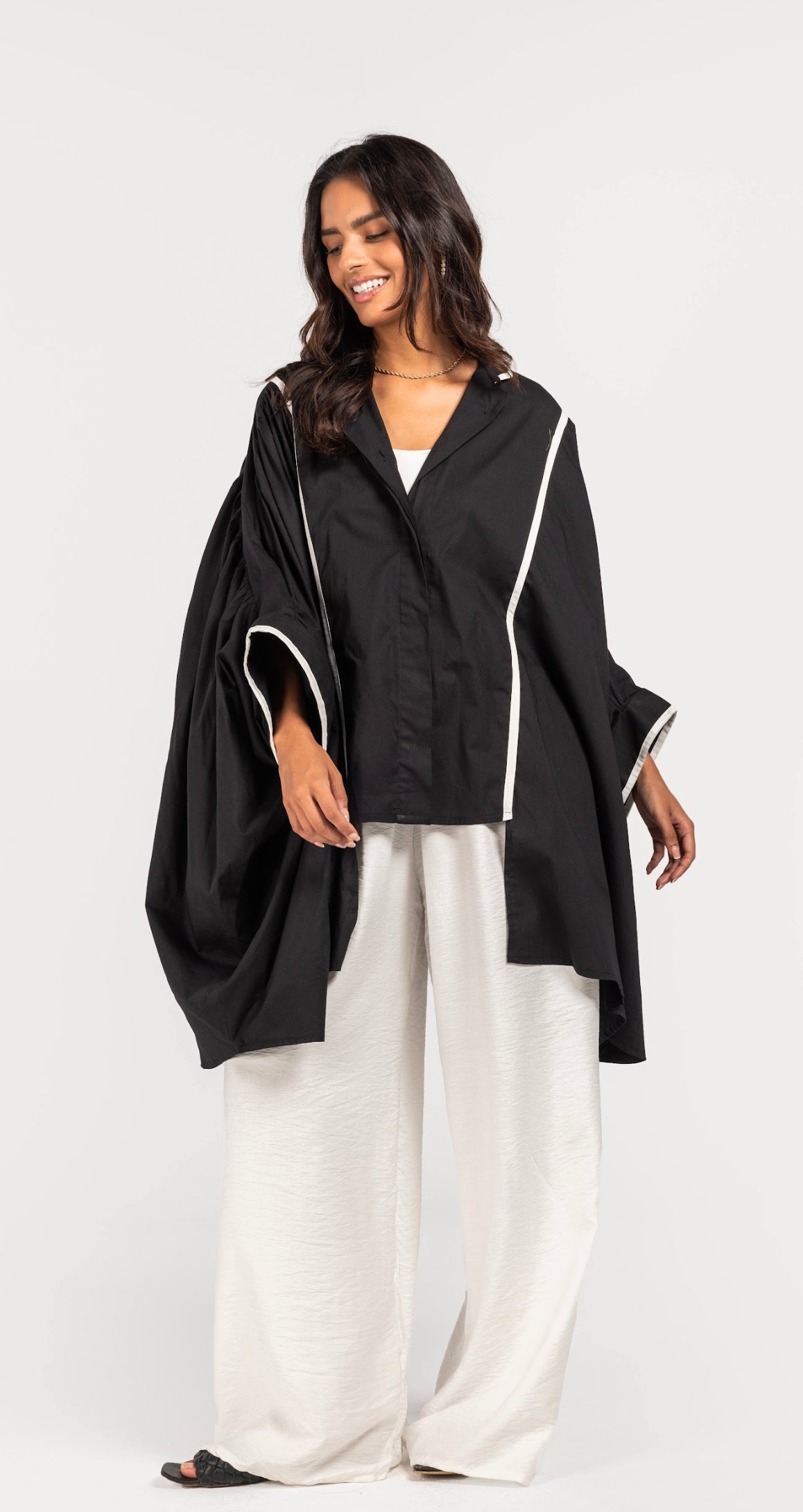 Black Butterfly Lined Kimono Shirt