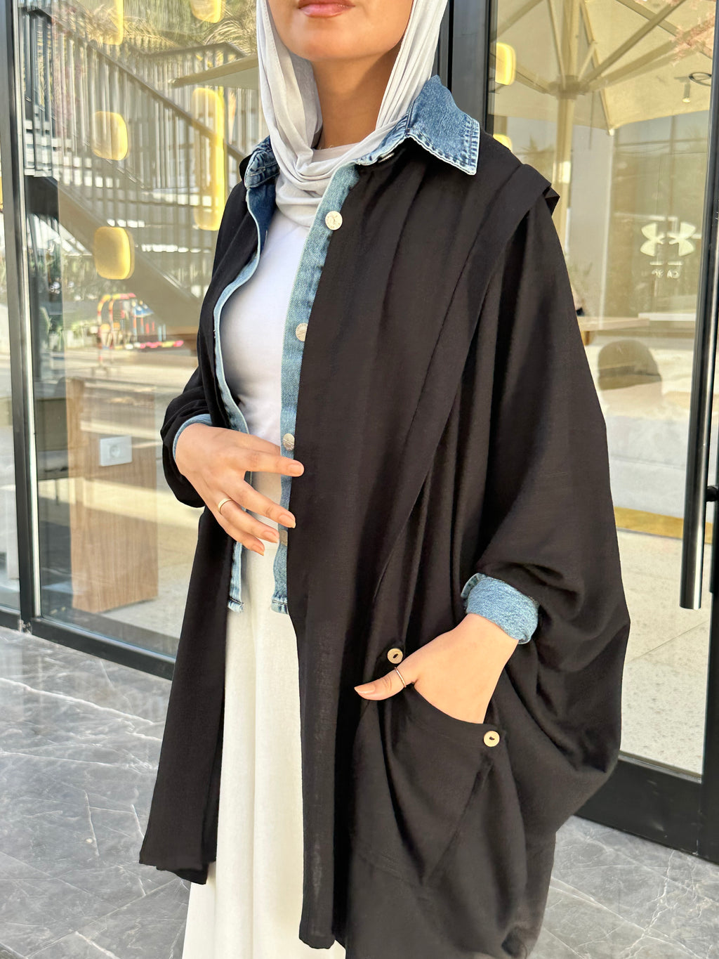 Black Linen Denim Lined Shirt