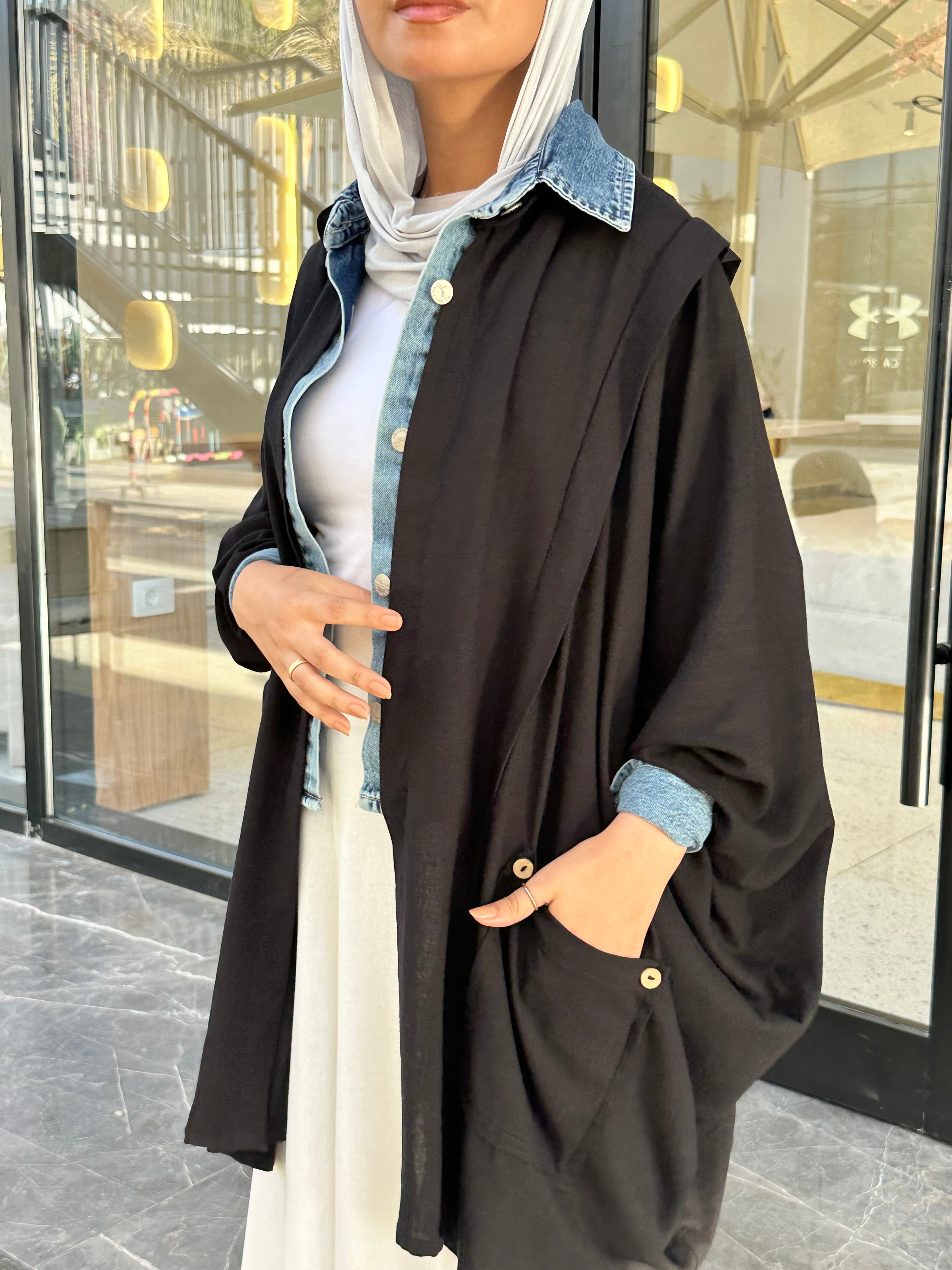 Black Linen Denim Lined Shirt