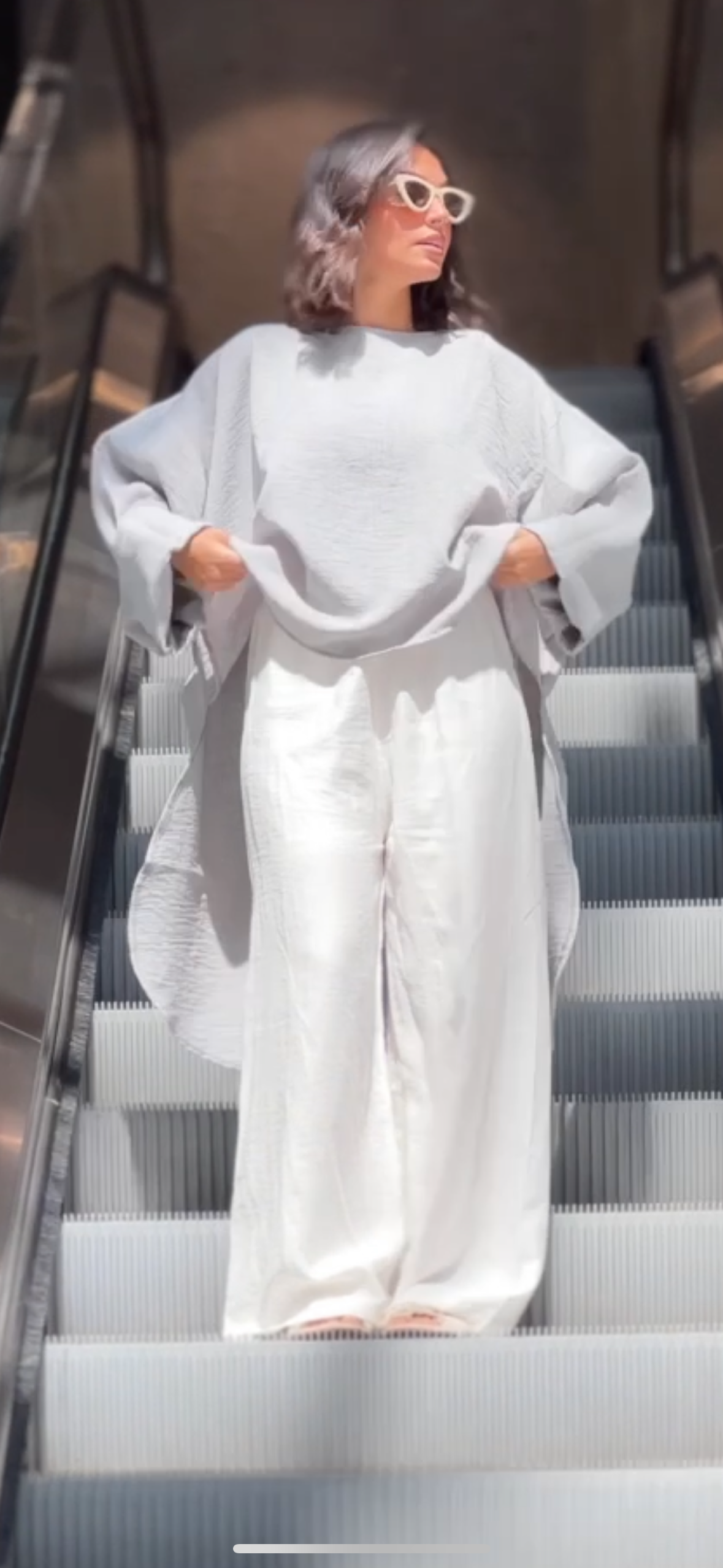 Grey  High Low Linen Top