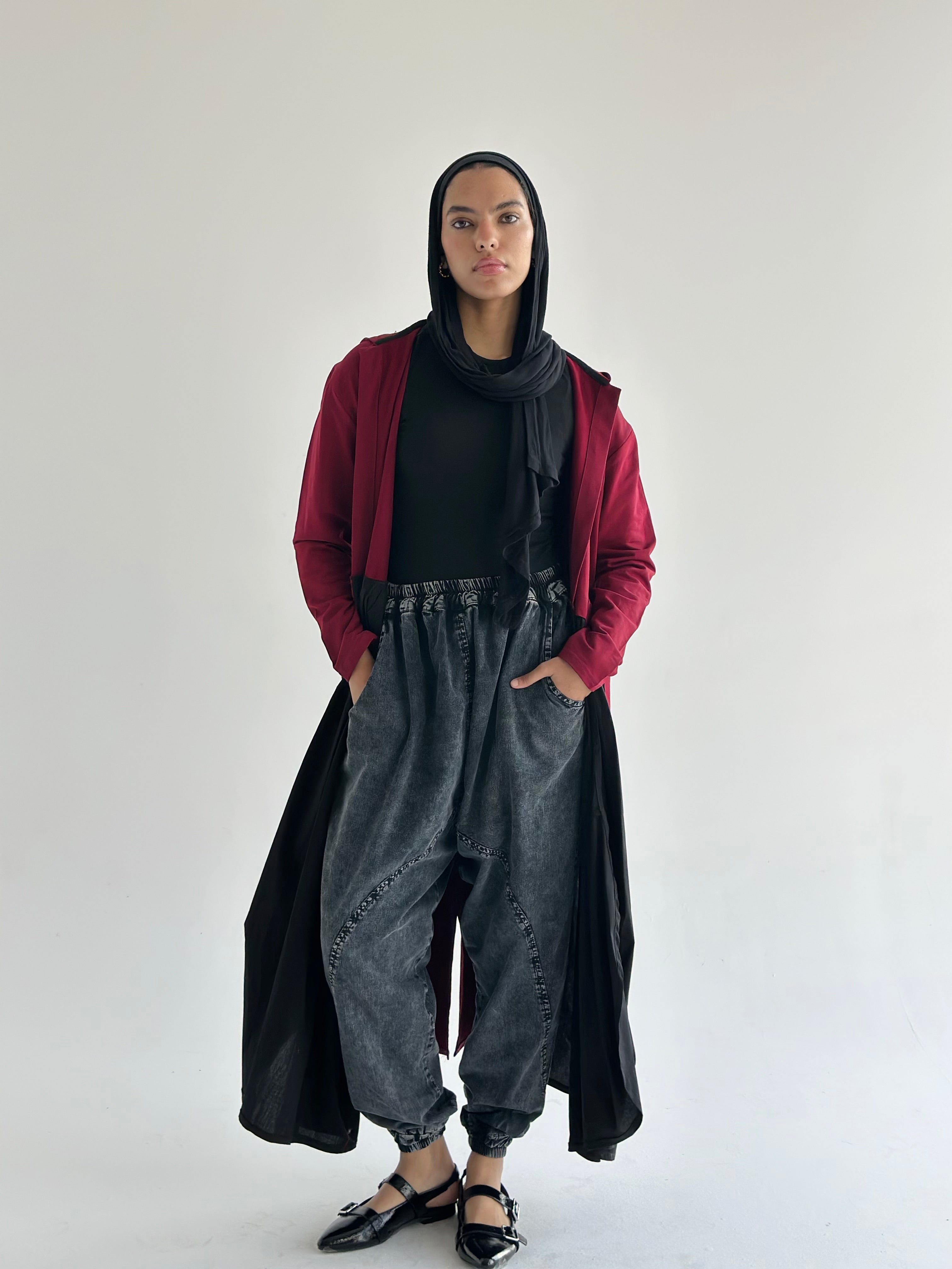 Burgundy X Black Groovy Cardigan