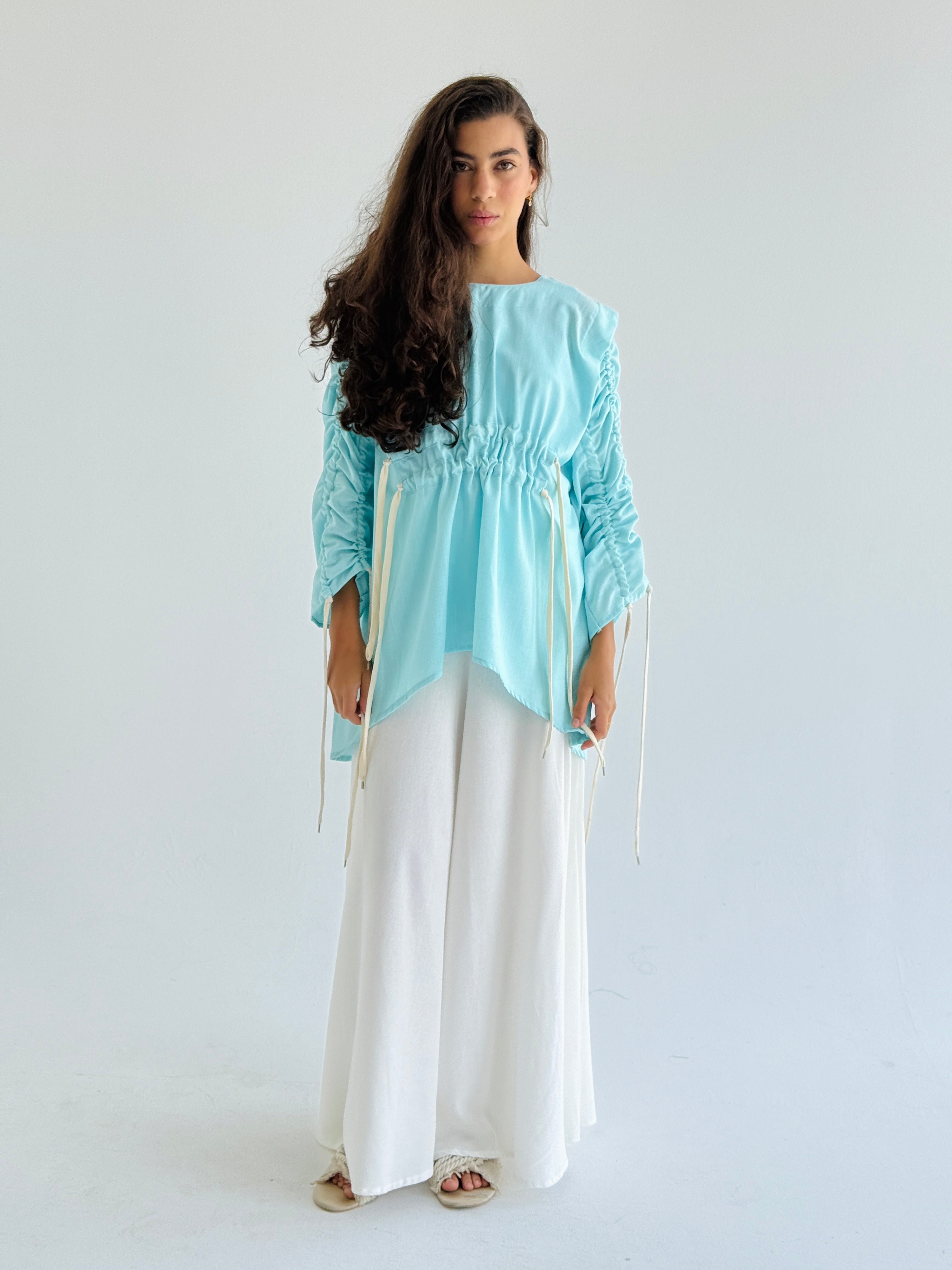 Pastel Blue  Double Drawstring Top