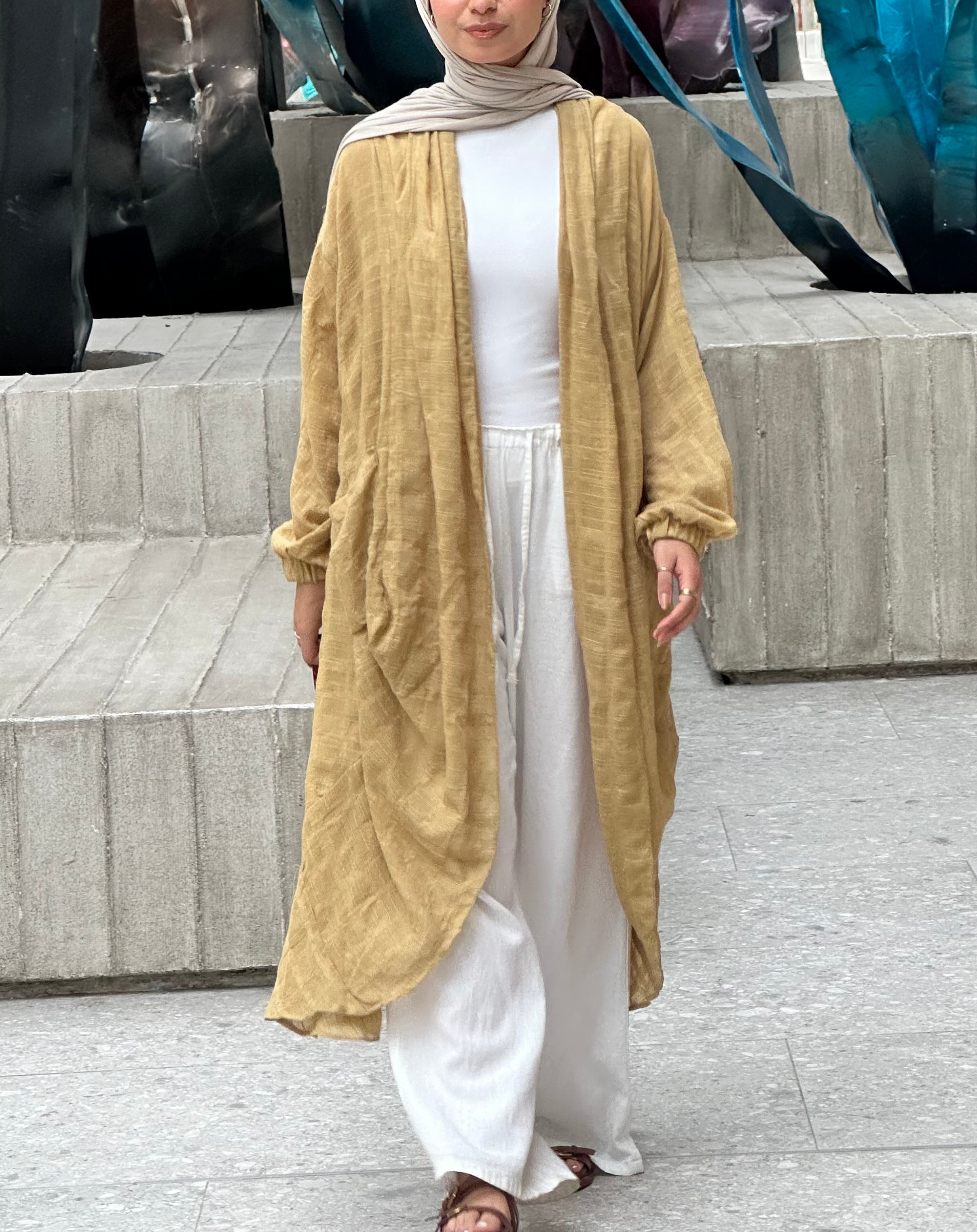 Mustard Linen Voile cardigan