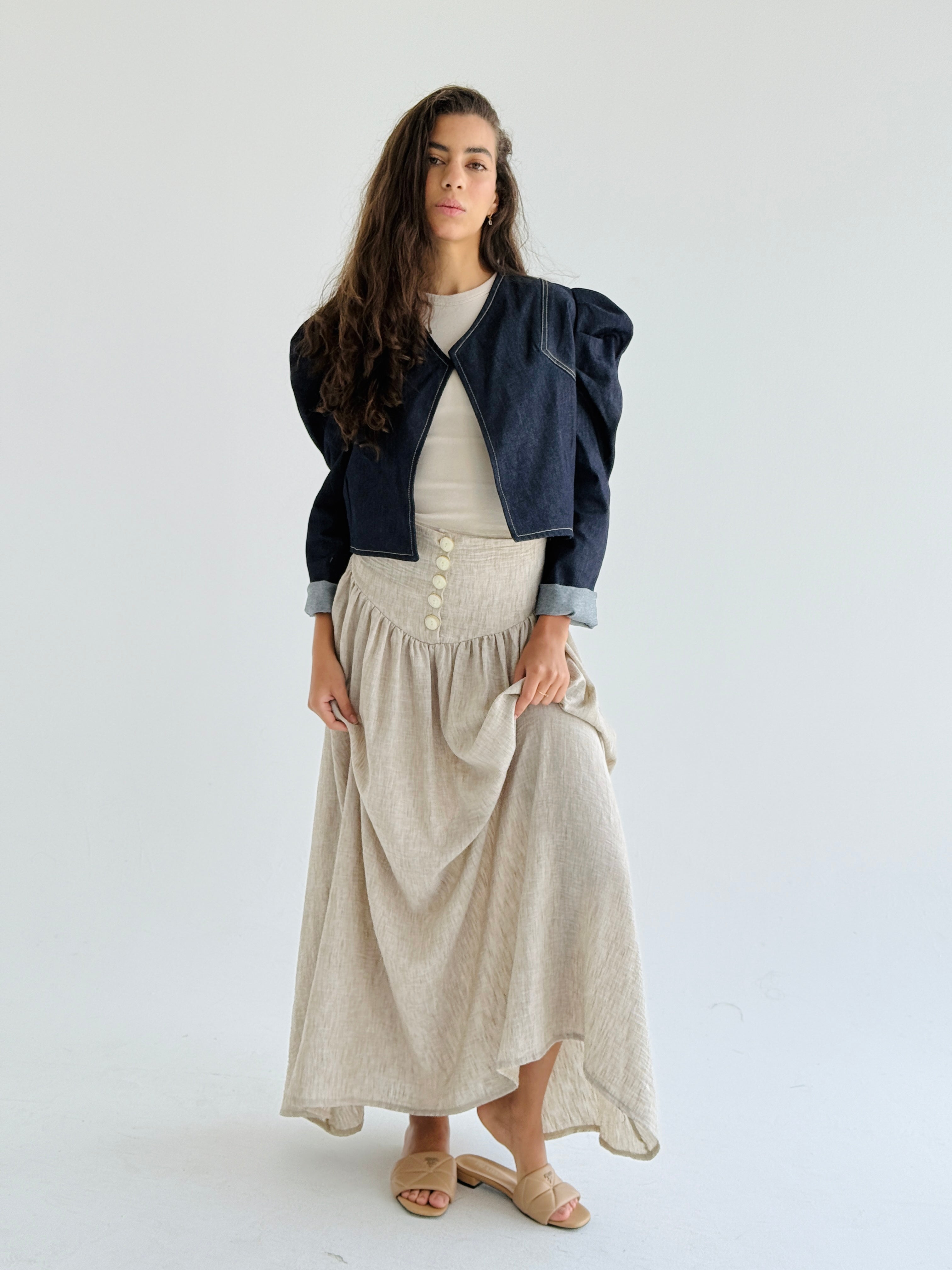 Puffed Sleeves  Denim Jacket